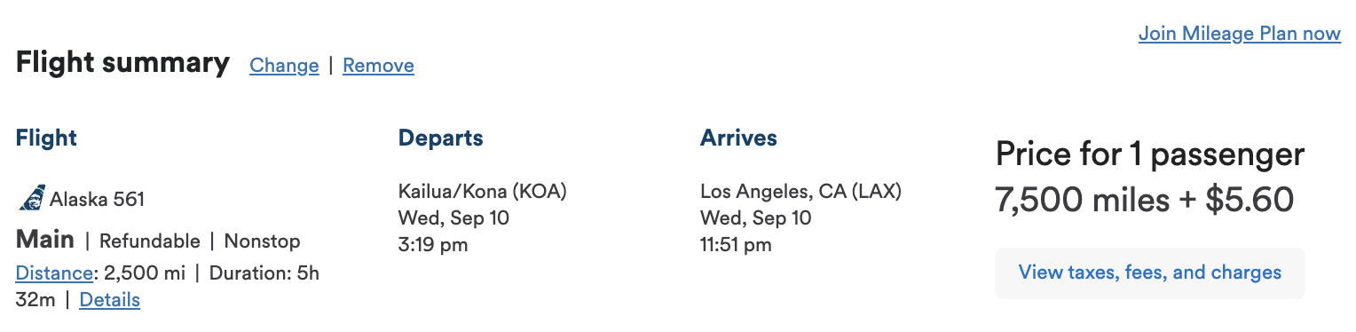 Kona to Los Angeles Alaska Airlines Award Ticket Kona to Los Angeles Alaska Airlines Award Ticket