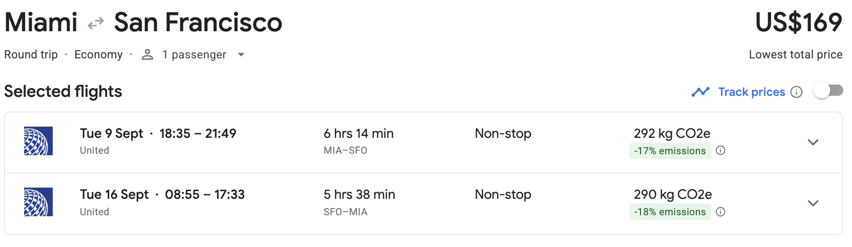 Miami to San Francisco with United for 169 USD Miami to San Francisco with United for 169 USD