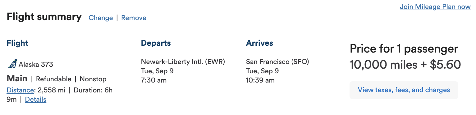 Newark to San Francisco Alaska Award Ticket Newark to San Francisco Alaska Award Ticket