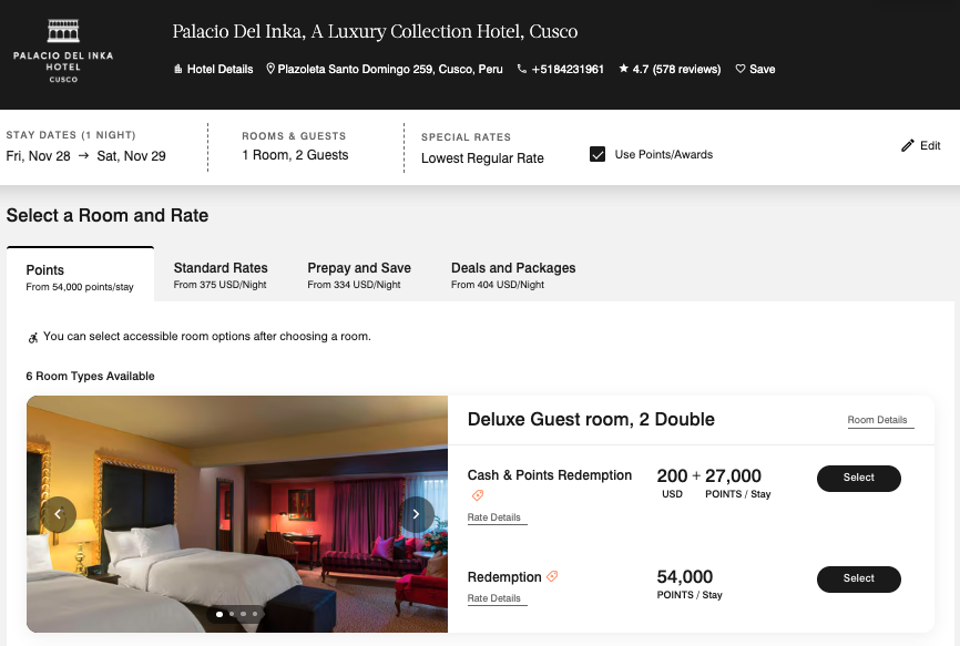 Palacio Del Inka Marriott Cash and Points Rates Palacio Del Inka Marriott Cash and Points Rates