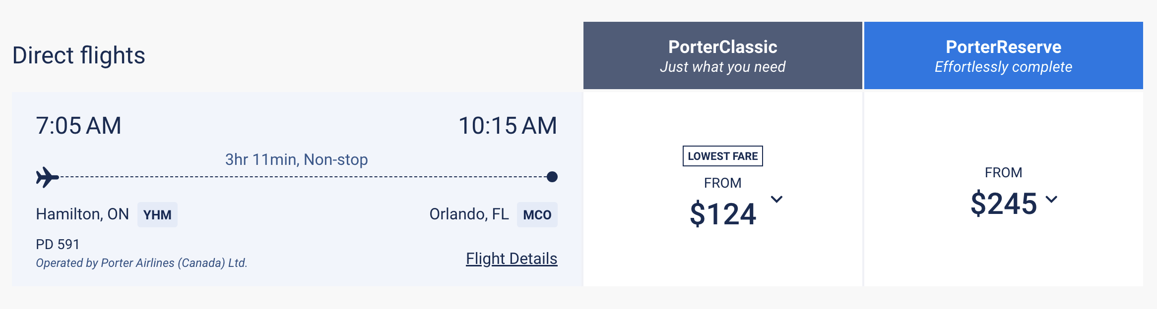 Porter Airlines YHM MCO Porter Airlines YHM MCO