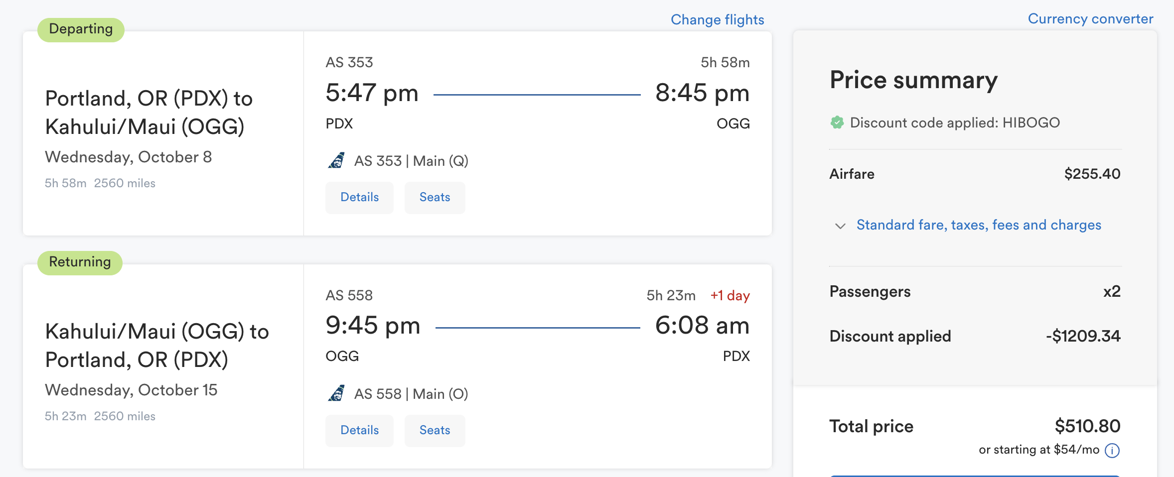 Portland to Kahului Alaska and Hawaiian deal Portland to Kahului Alaska and Hawaiian deal
