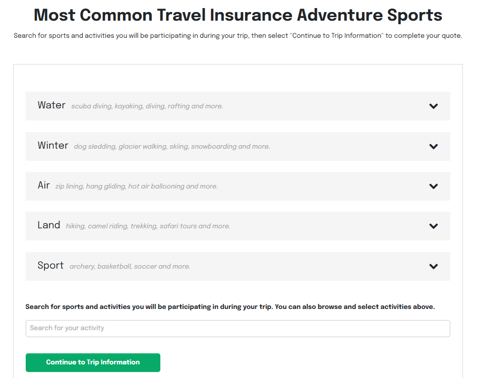 Squaremouth insurance search adventure extreme sports