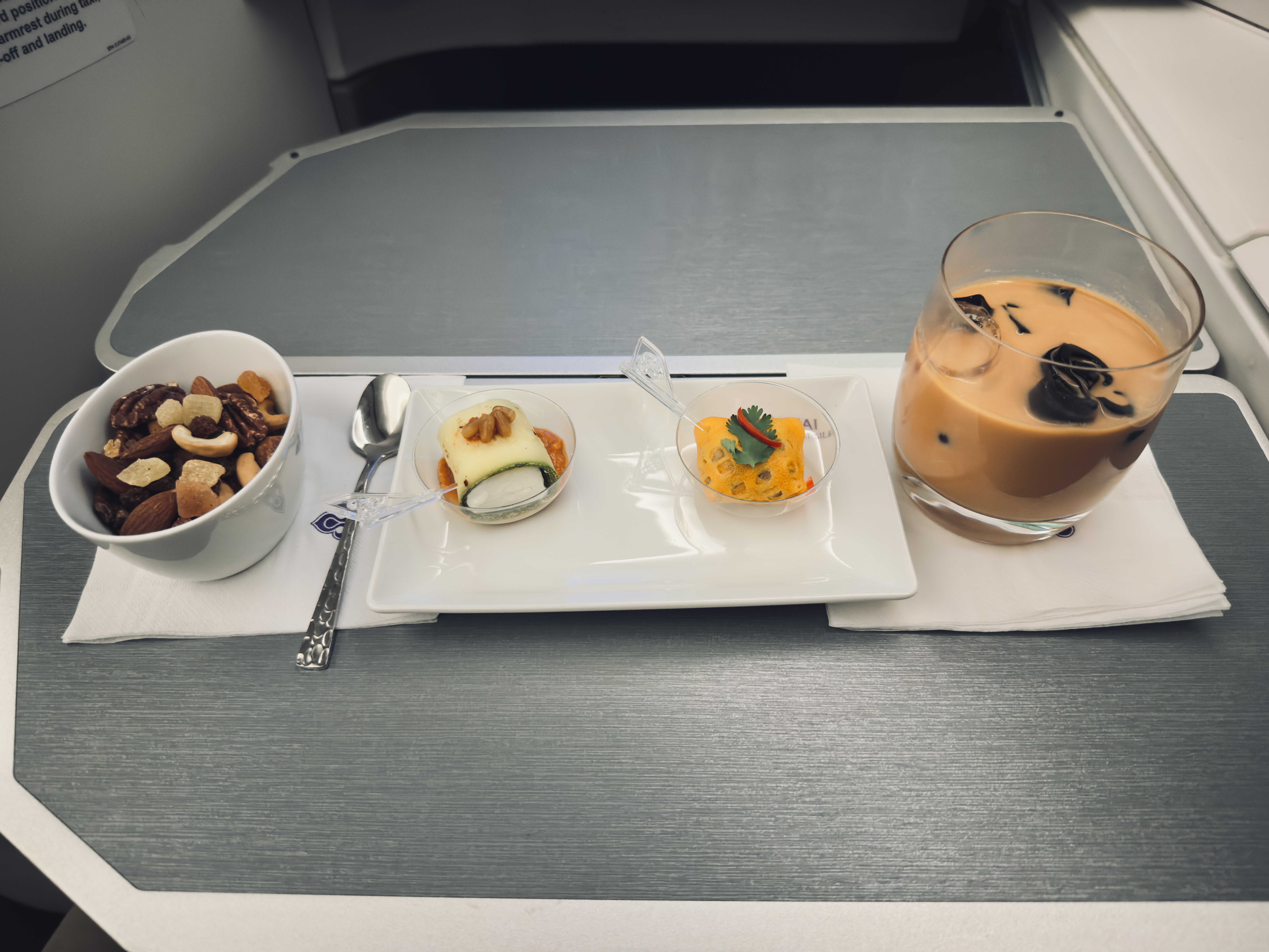 Thai Airways Royal Silk a350 900 business class amuse bouche Thai Airways Royal Silk a350 900 business class amuse bouche