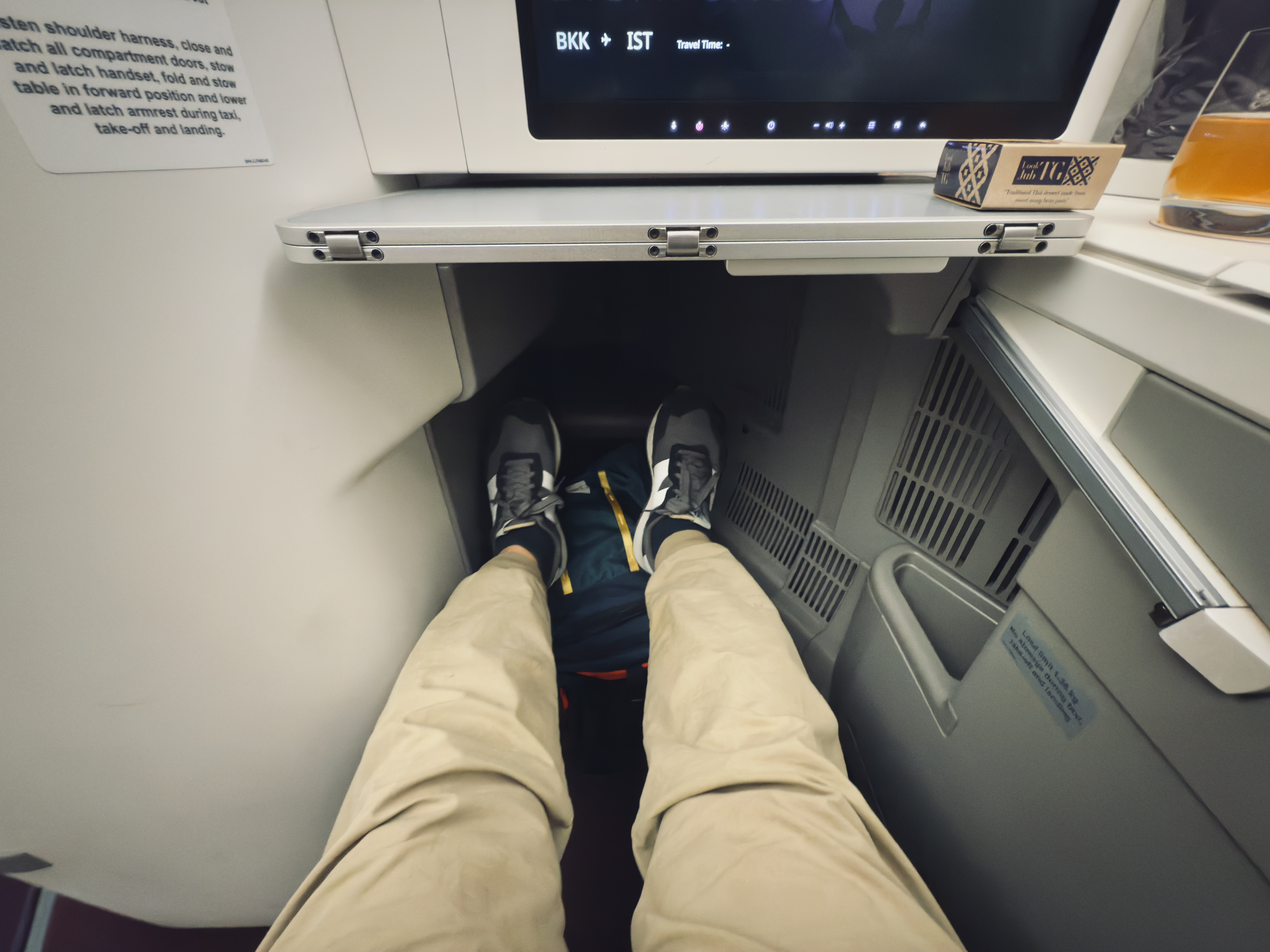 Thai Airways Royal Silk a350 900 business class footwell Thai Airways Royal Silk a350 900 business class footwell
