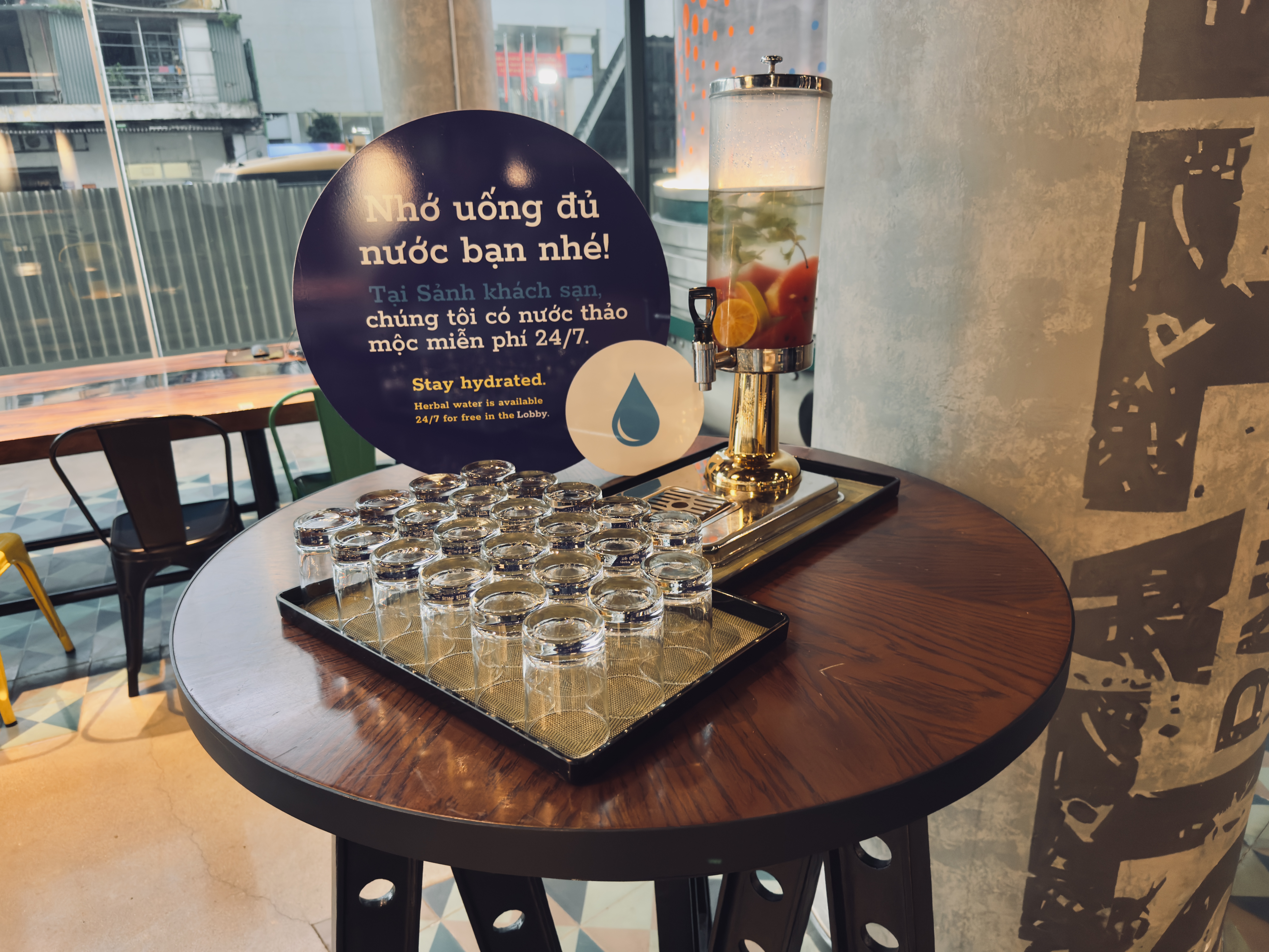 Tru by Hilton Hanoi Station lobby infused water