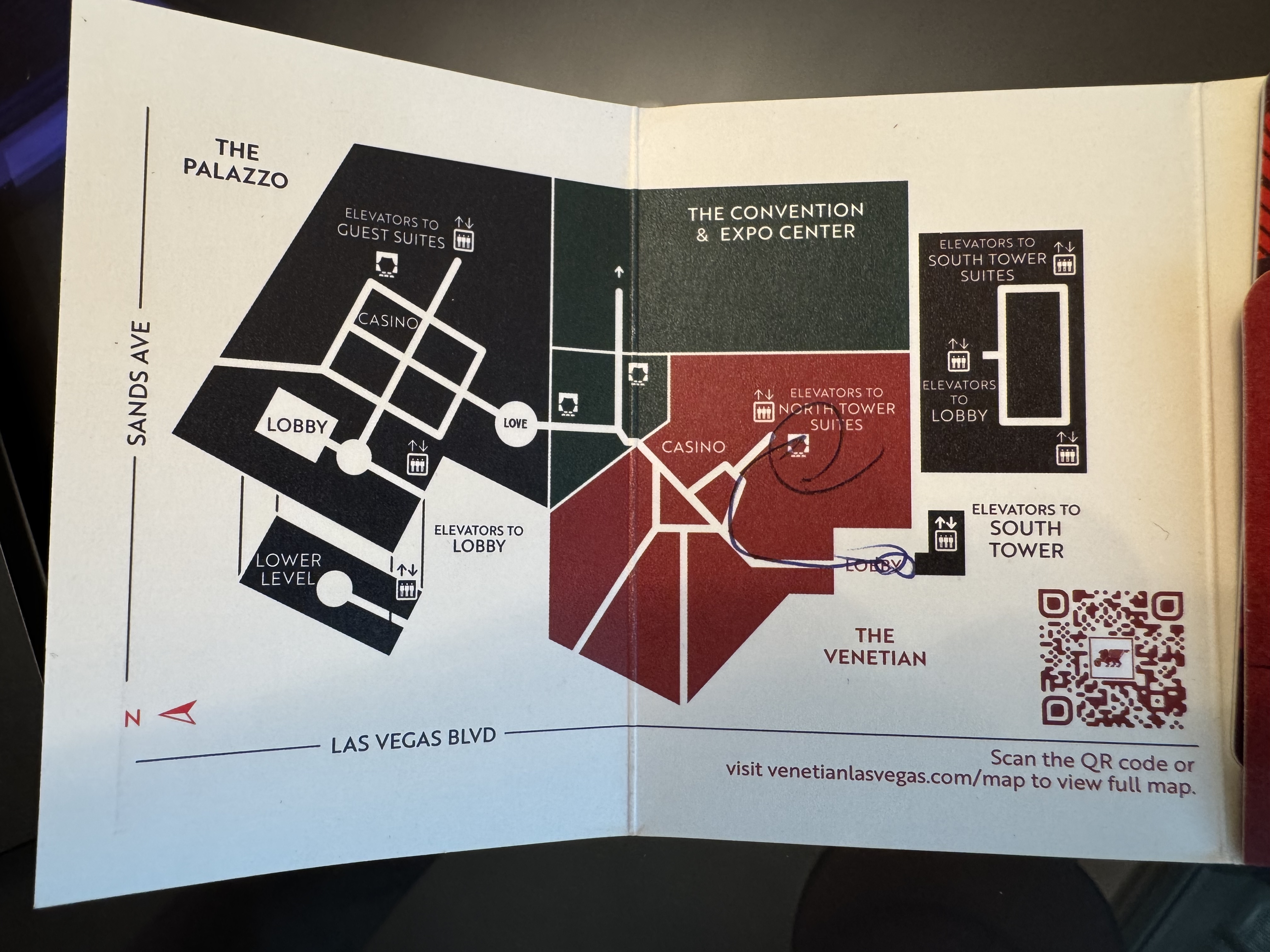 Venetian Las Vegas key card holder map