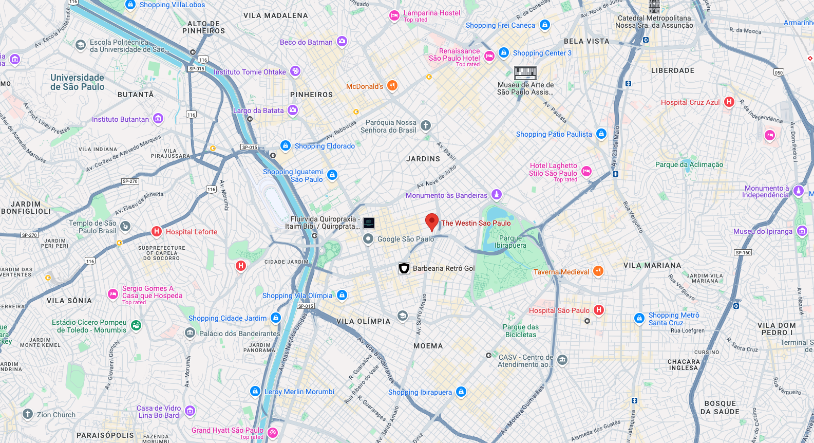Westin Sao Paulo location map Westin Sao Paulo location map