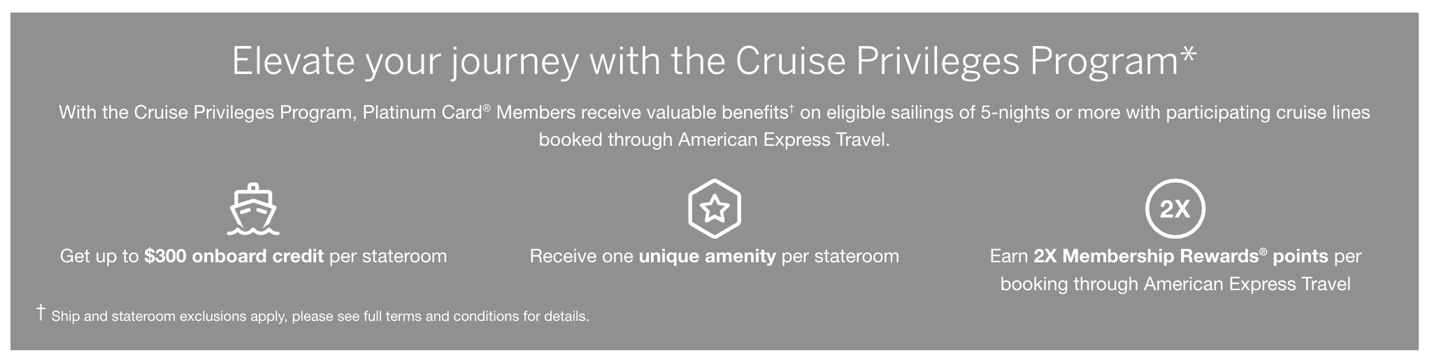 Amex Cruise Privileges Program benefits Amex Cruise Privileges Program benefits