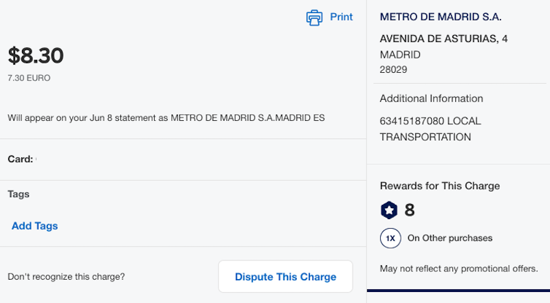 Amex Green 1x local transit purchase Amex Green 1x local transit purchase