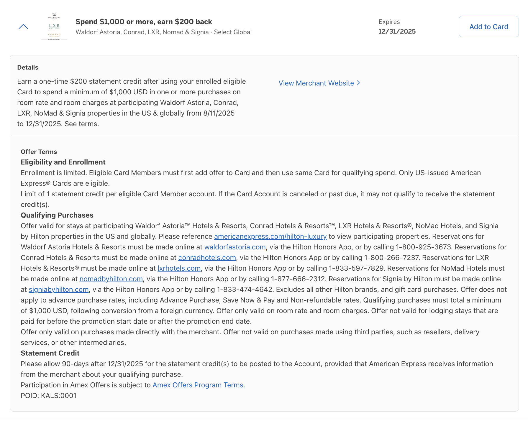 Amex Offer luxury brands August 2025