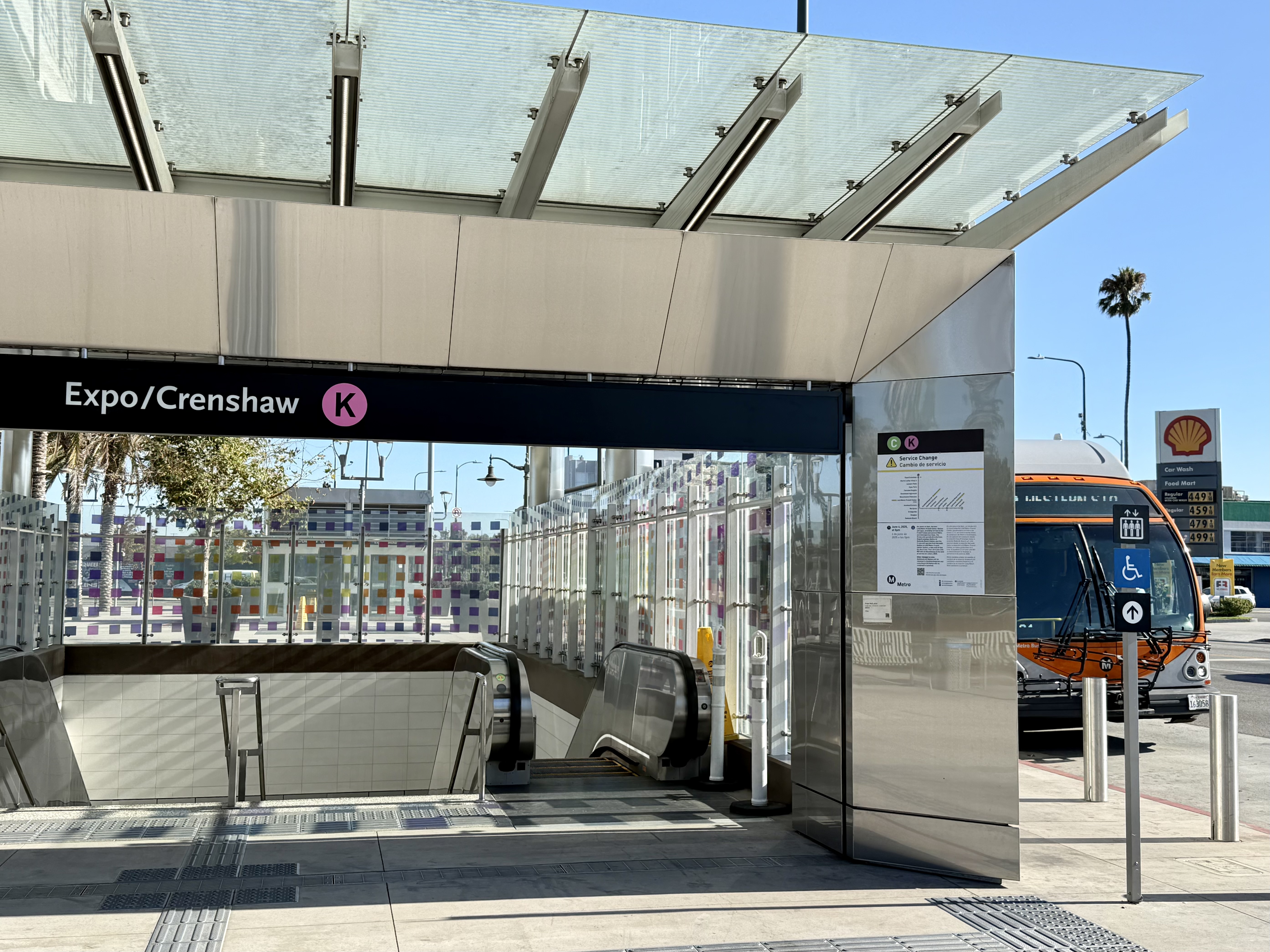 Arrival at Expo Crenshaw Metro station Arrival at Expo Crenshaw Metro station