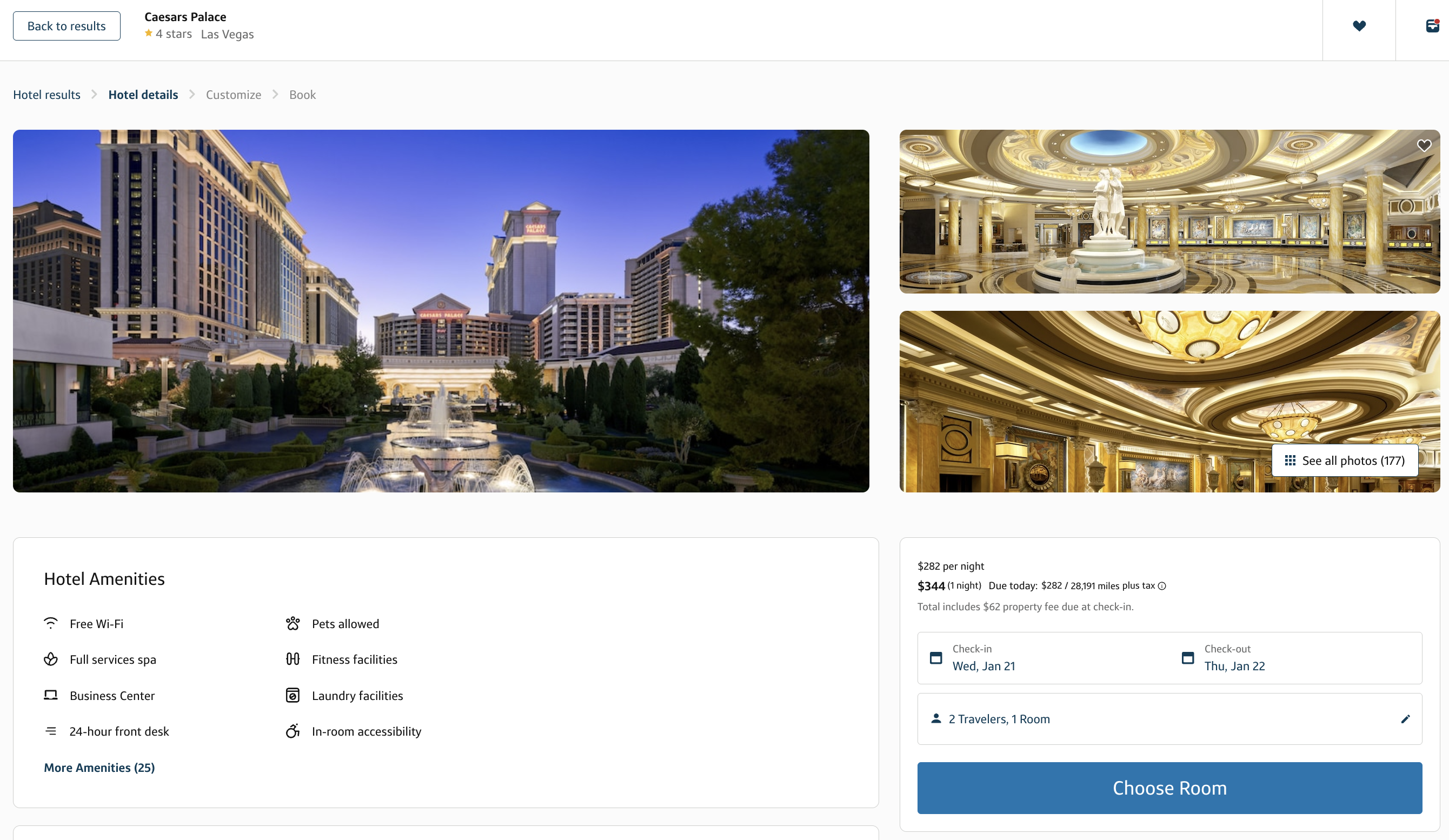 Capital One Travel choose a room Capital One Travel choose a room