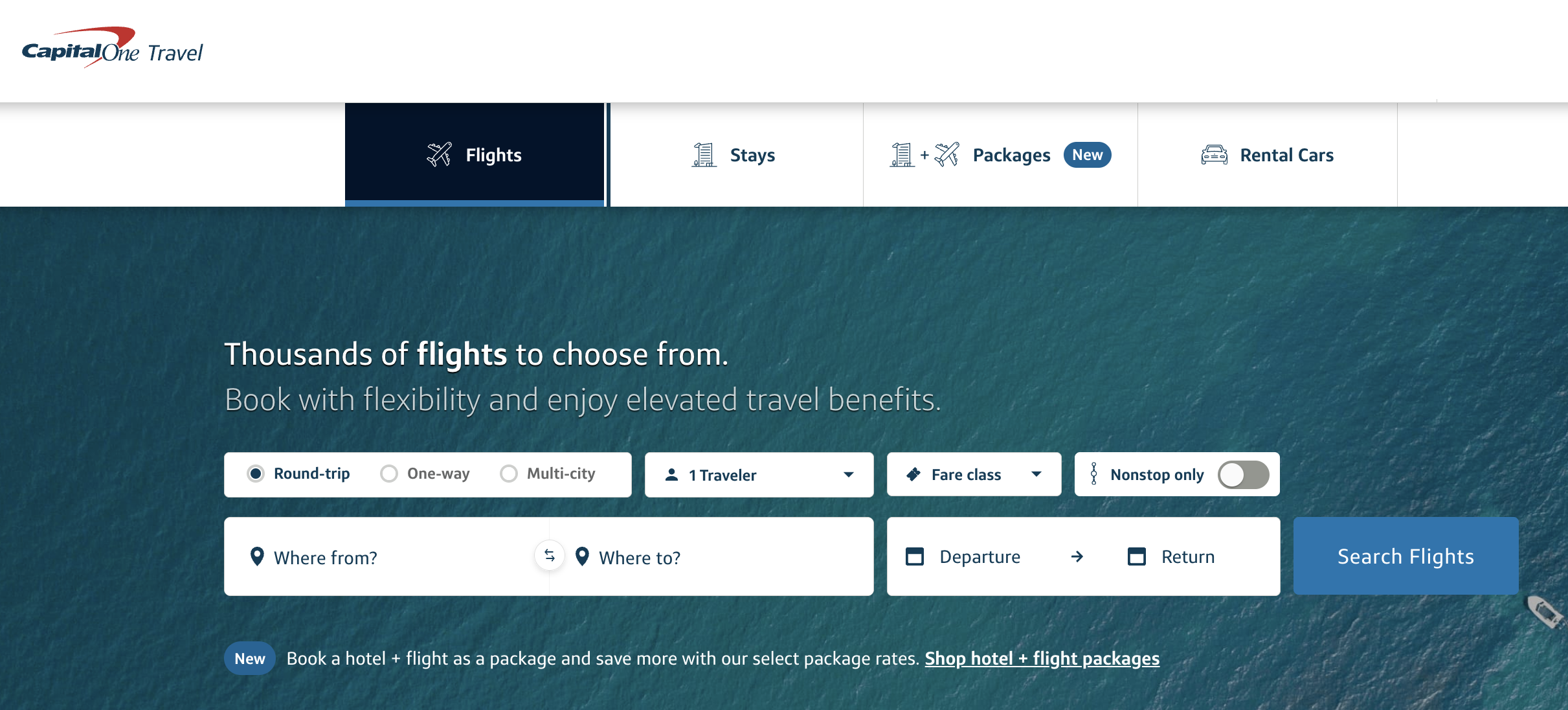 Capital One Travel flights page Capital One Travel flights page