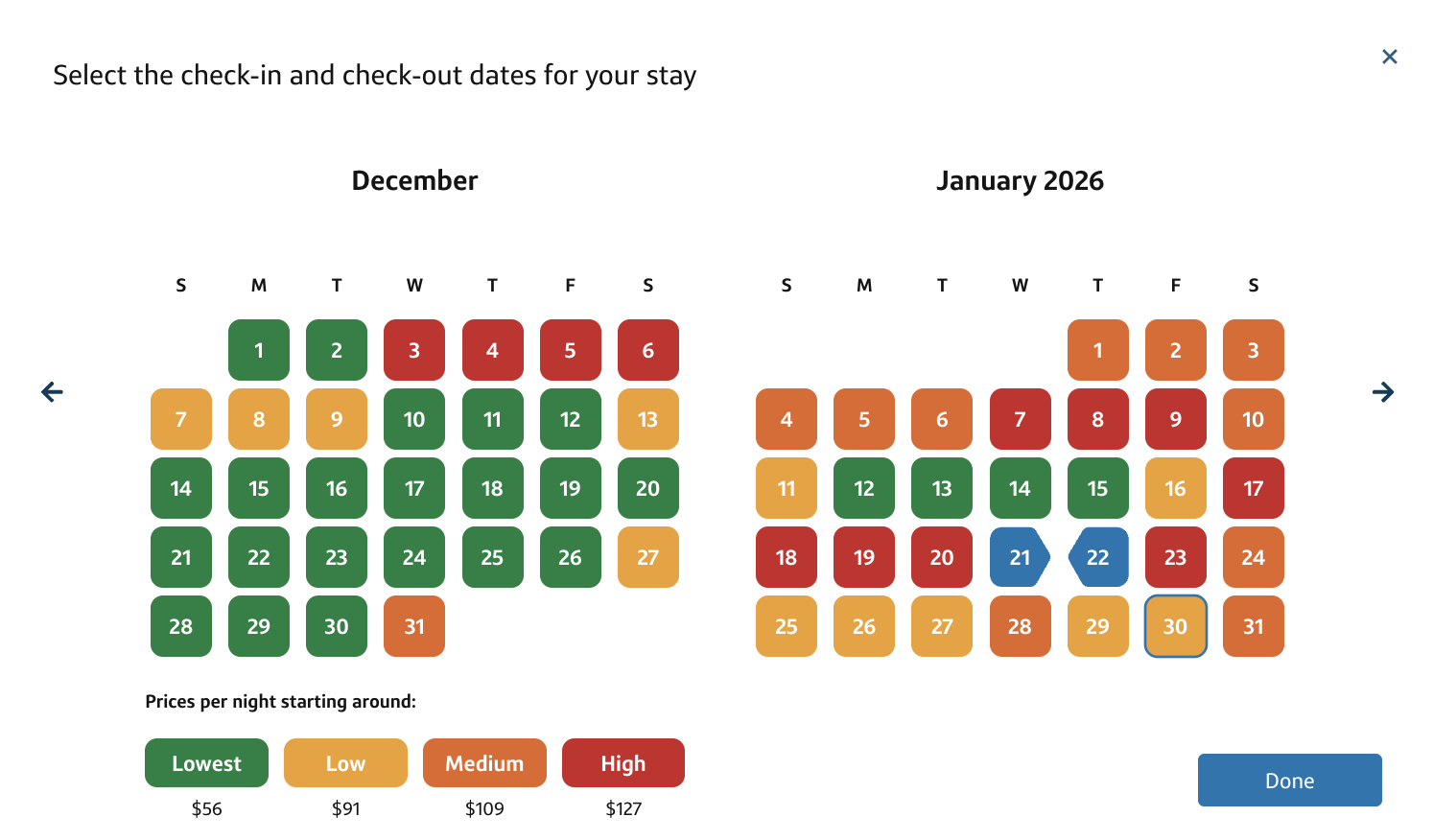 Capital One Travel stays color calendar Capital One Travel stays color calendar