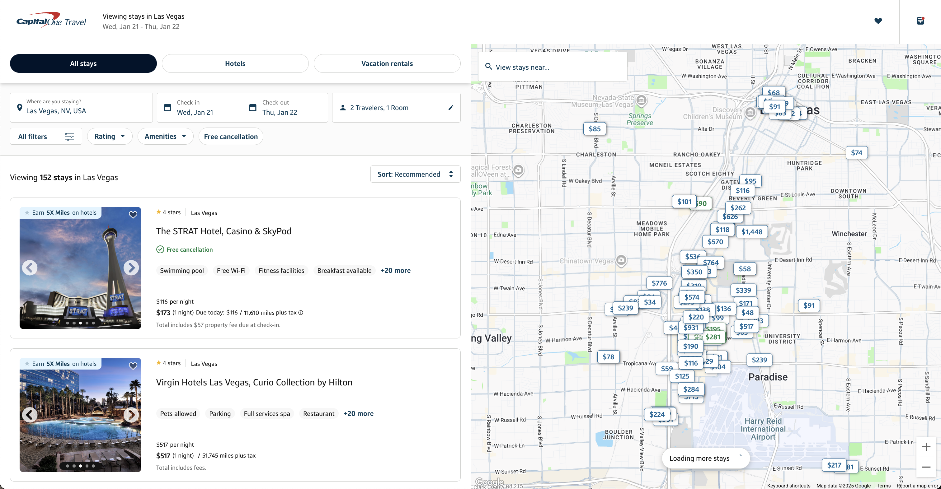 Capital One Travel stays map Las Vegas Capital One Travel stays map Las Vegas