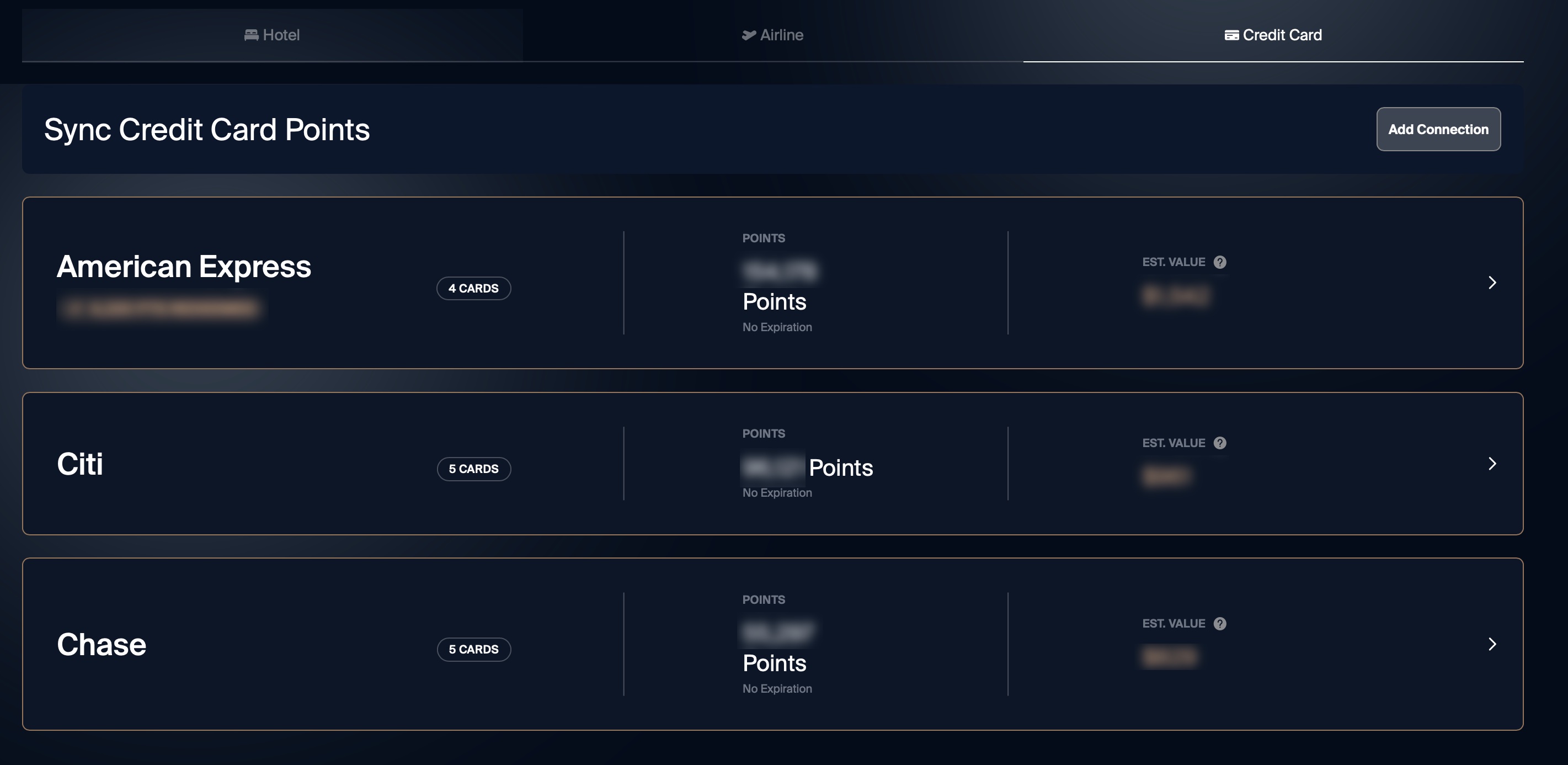 Credit card points on Gondola