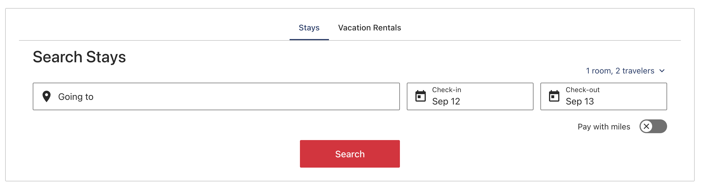 Delta Stays search page