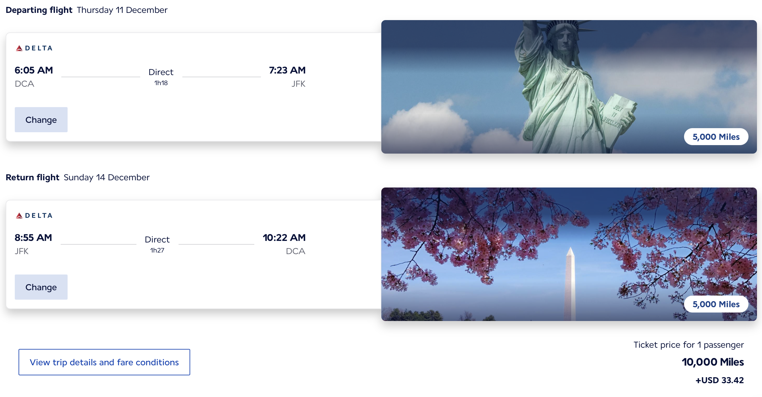 Flying Blue Award Ticket from Washington D.C. to New York Flying Blue Award Ticket from Washington D.C. to New York