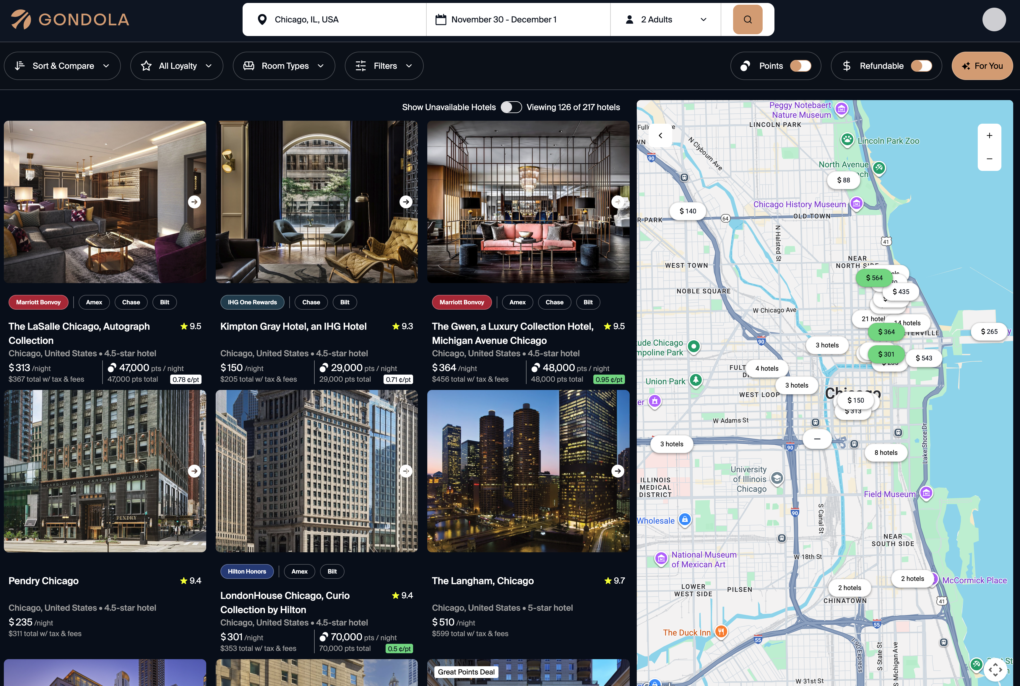 Gondola Hotel Search Results