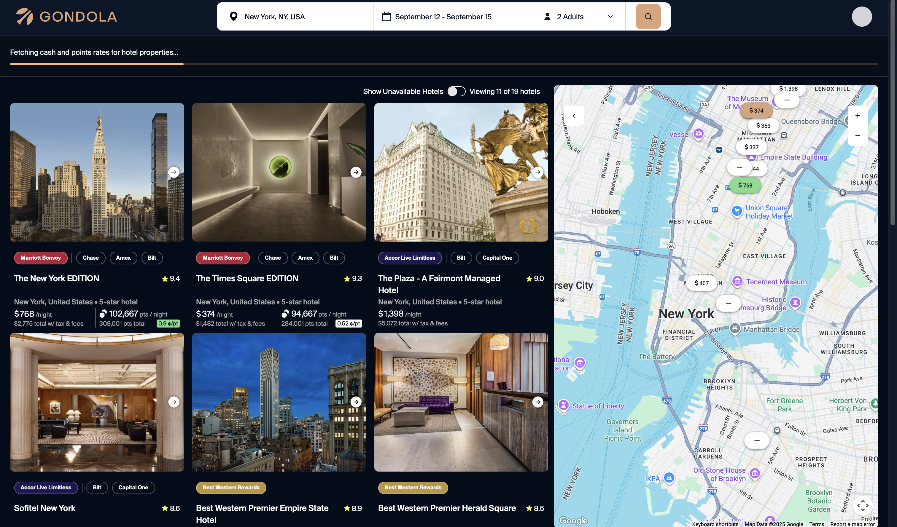 Gondola Hotel Search