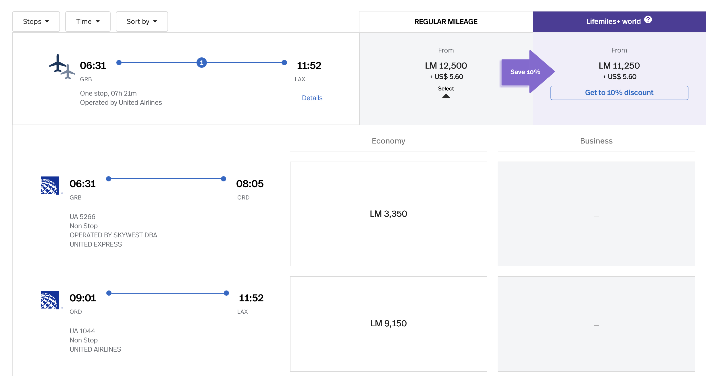 Green Bay to Los Angeles LifeMiles Itinerary Green Bay to Los Angeles LifeMiles Itinerary