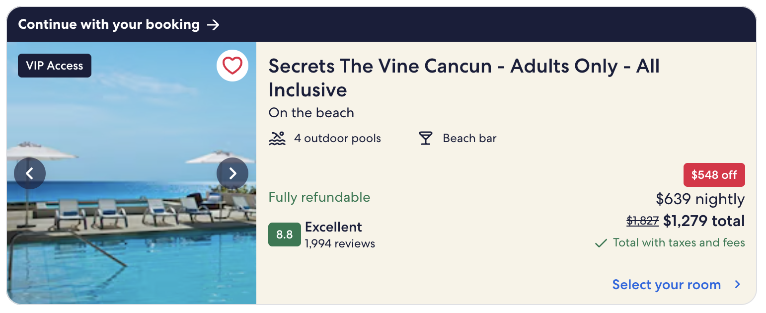 Hotels.com pricing Secrets Vine Cancun Hotels.com pricing Secrets Vine Cancun
