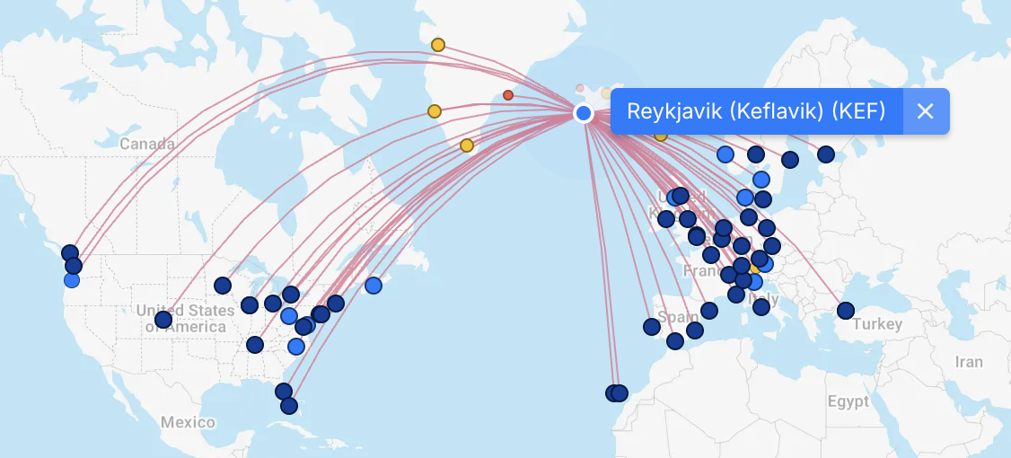 Icelandair route map