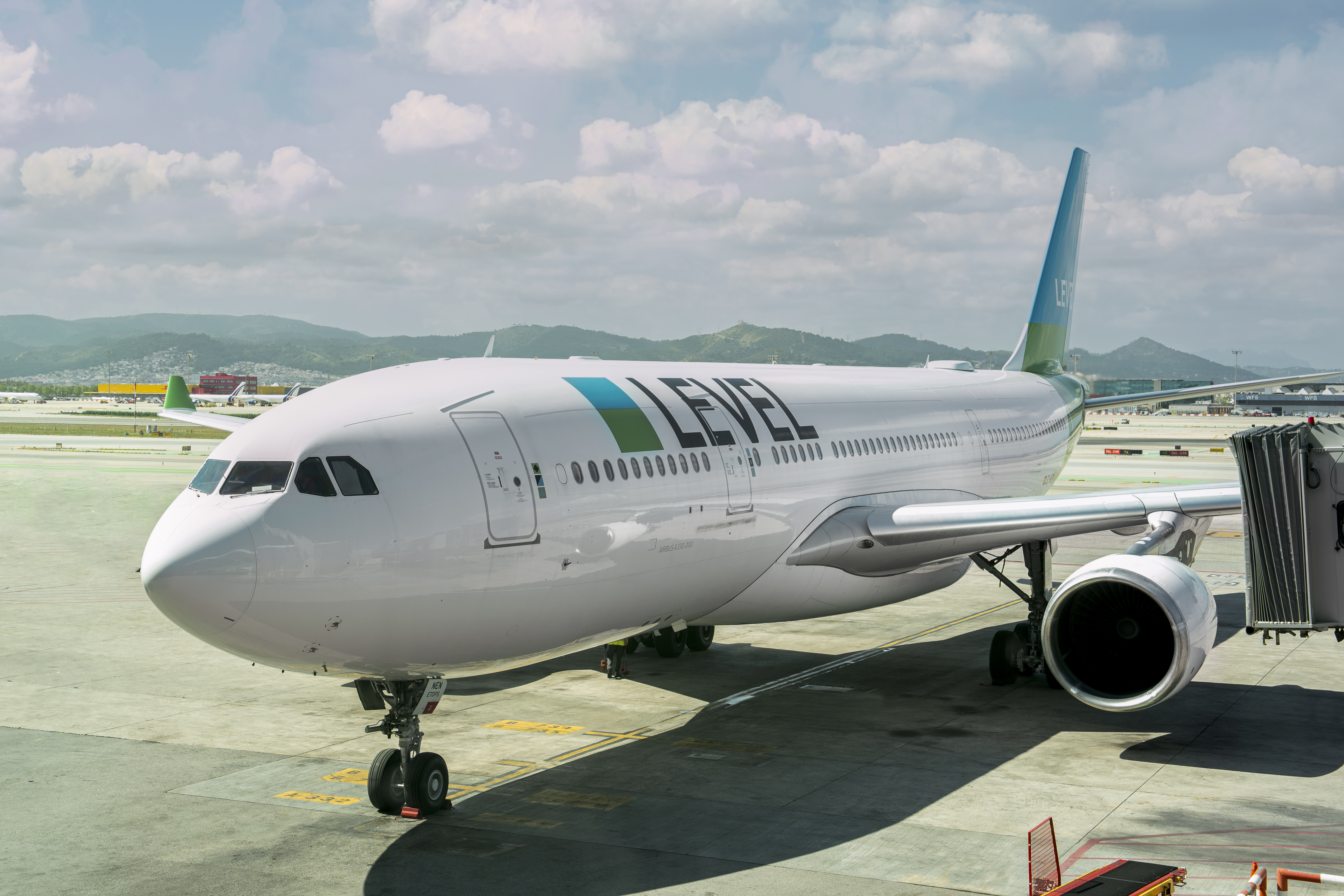 Level airplane parked Level airplane parked