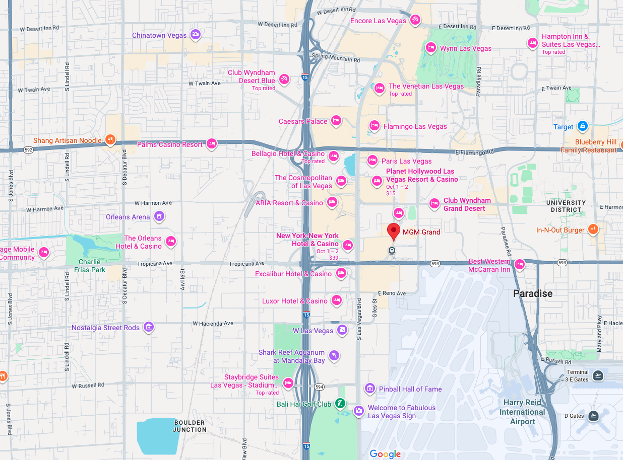 MGM Grand Las Vegas location MGM Grand Las Vegas location