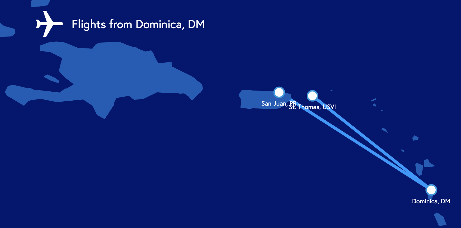 Map of Contour Airlines Dominica routes Map of Contour Airlines Dominica routes