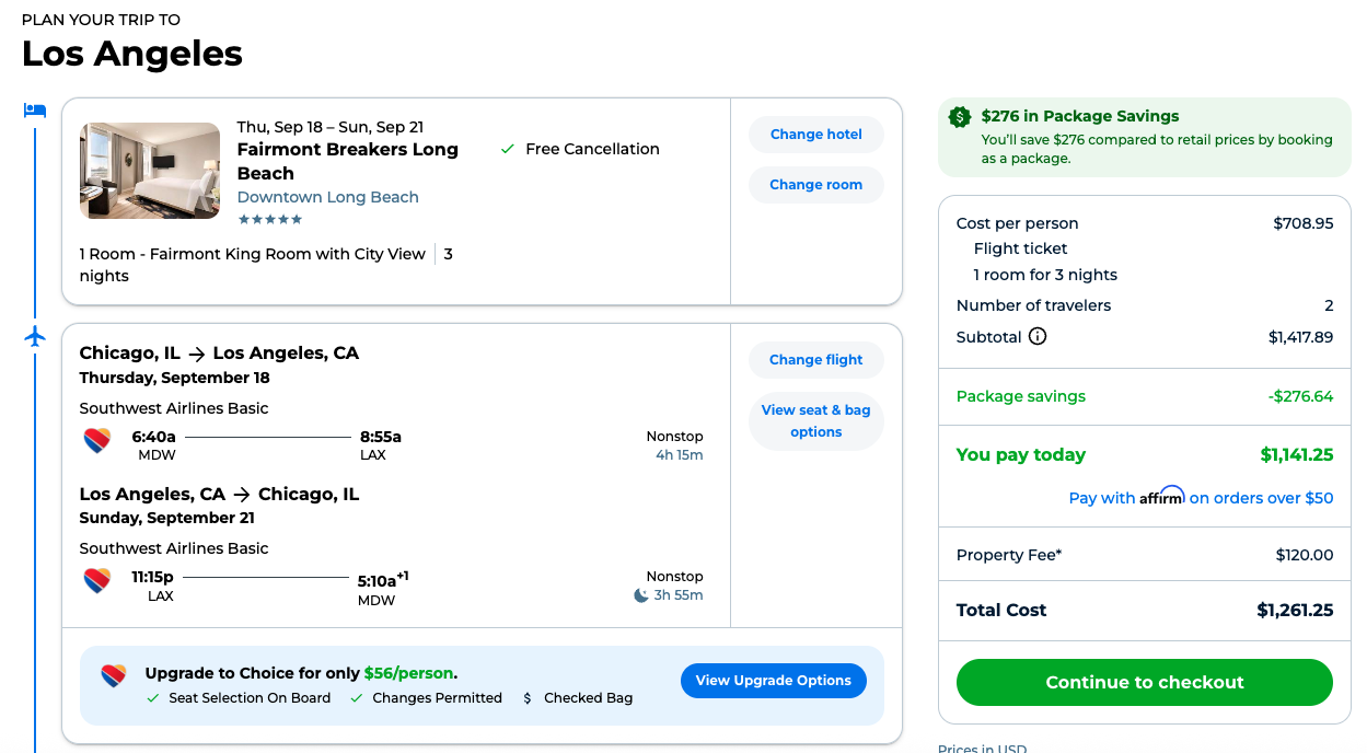 Priceline Hotel and Flight Package