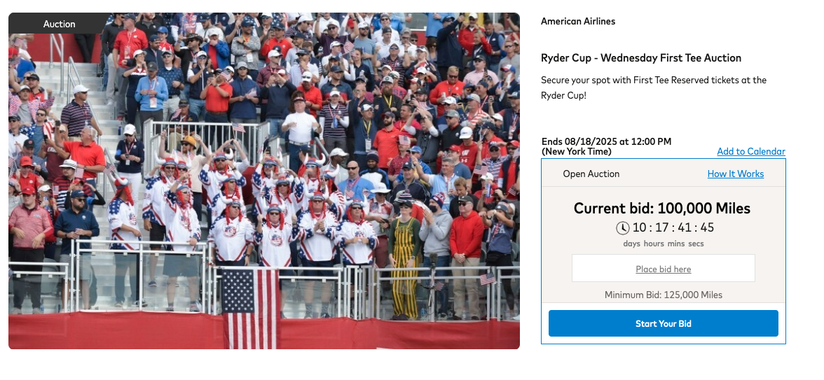 Ryder Cup First Tee Auction