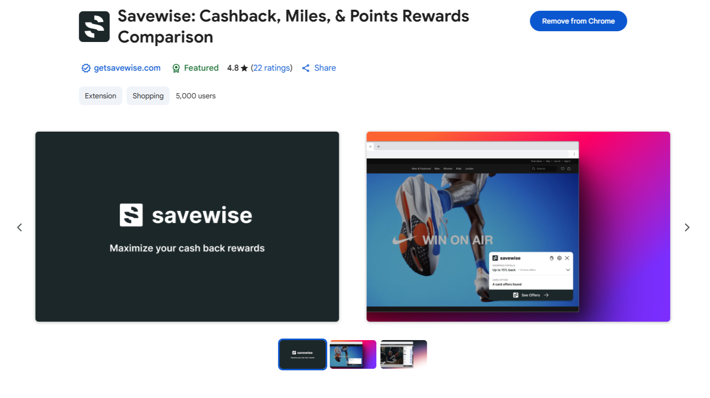 Savewise Chrome extension Savewise Chrome extension