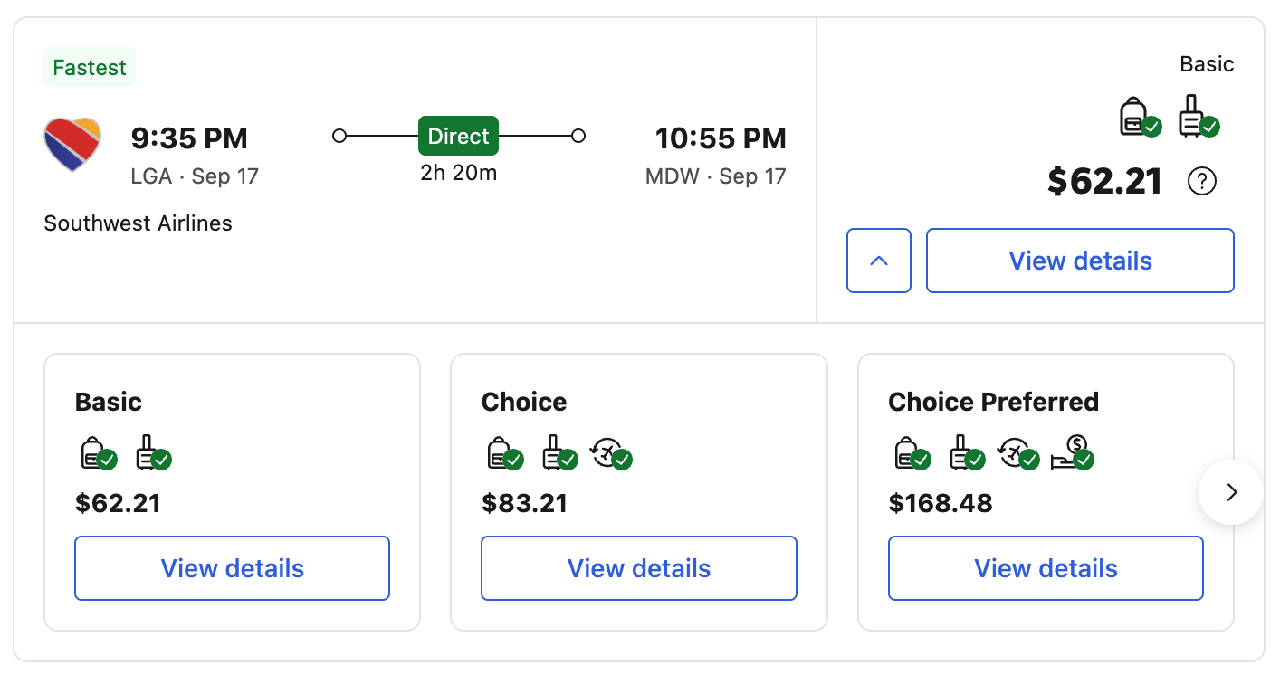Southwest Flight on Booking.com