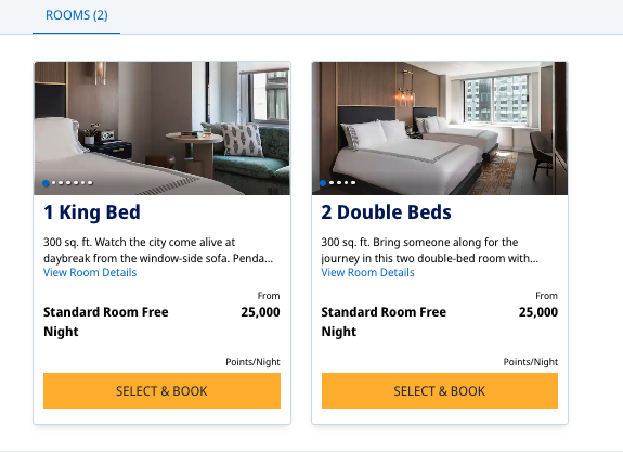 Thompson central park rooms with points