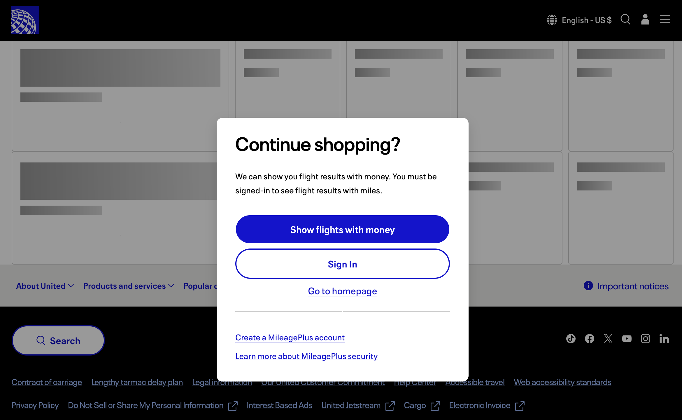 United award search not loggd in blocked