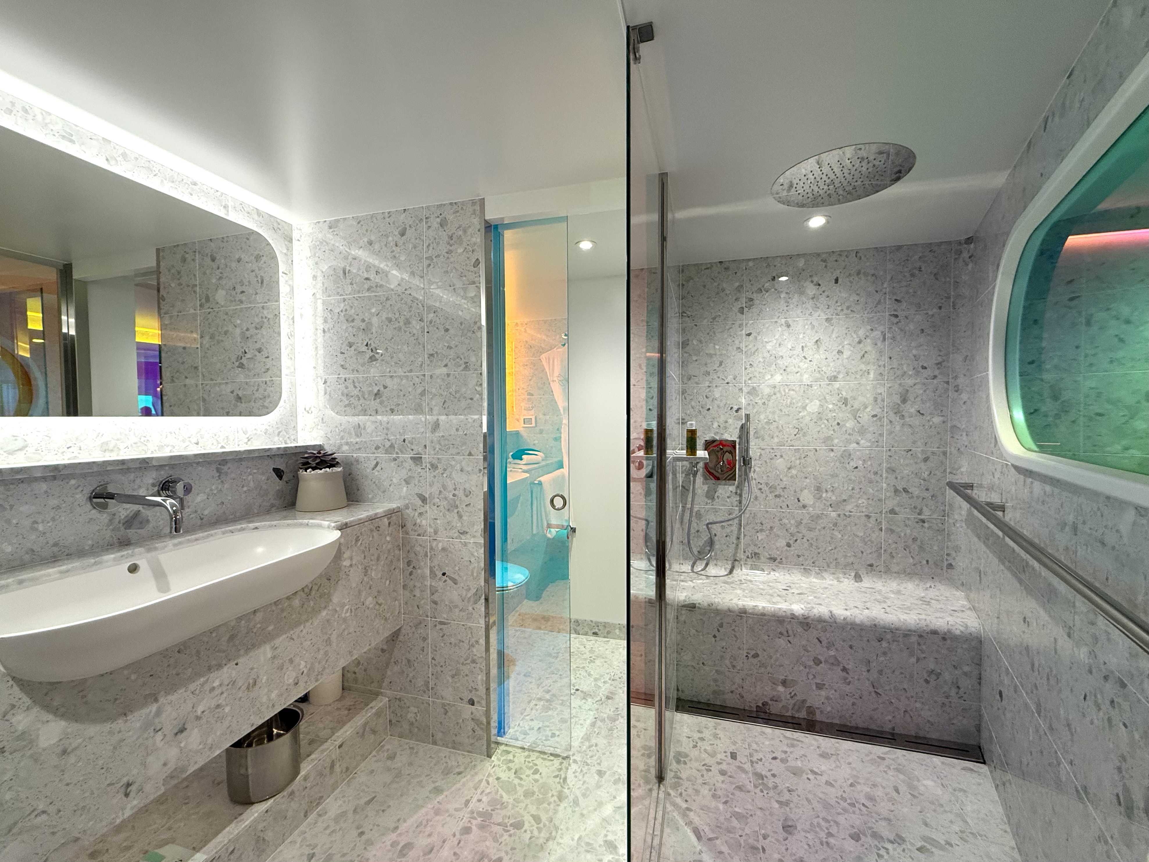 Virgin Voyages Brilliant Lady Brilliant Suite bathroom Virgin Voyages Brilliant Lady Brilliant Suite bathroom