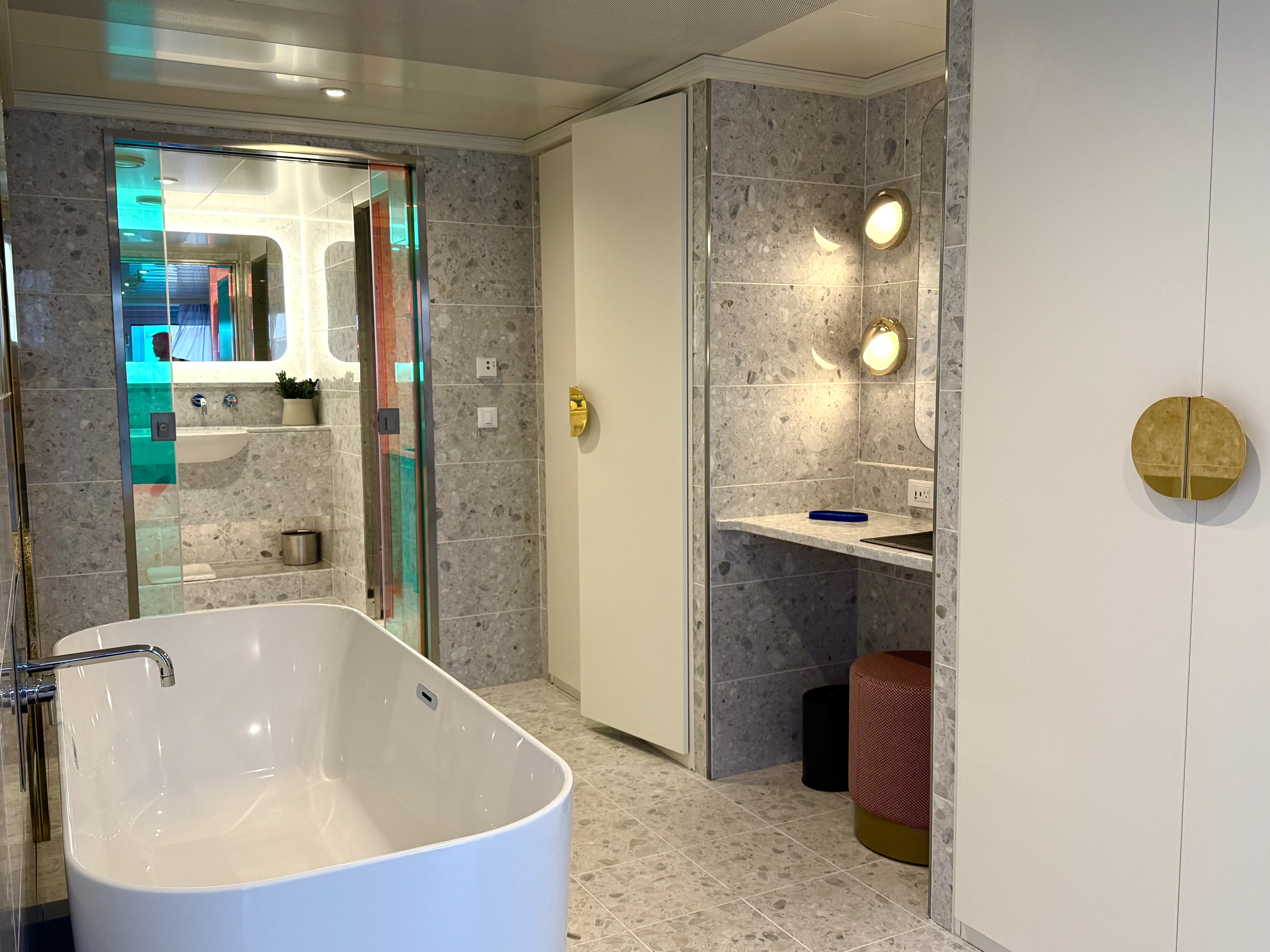 Virgin Voyages Brilliant Lady Massive Suite bathroom Virgin Voyages Brilliant Lady Massive Suite bathroom