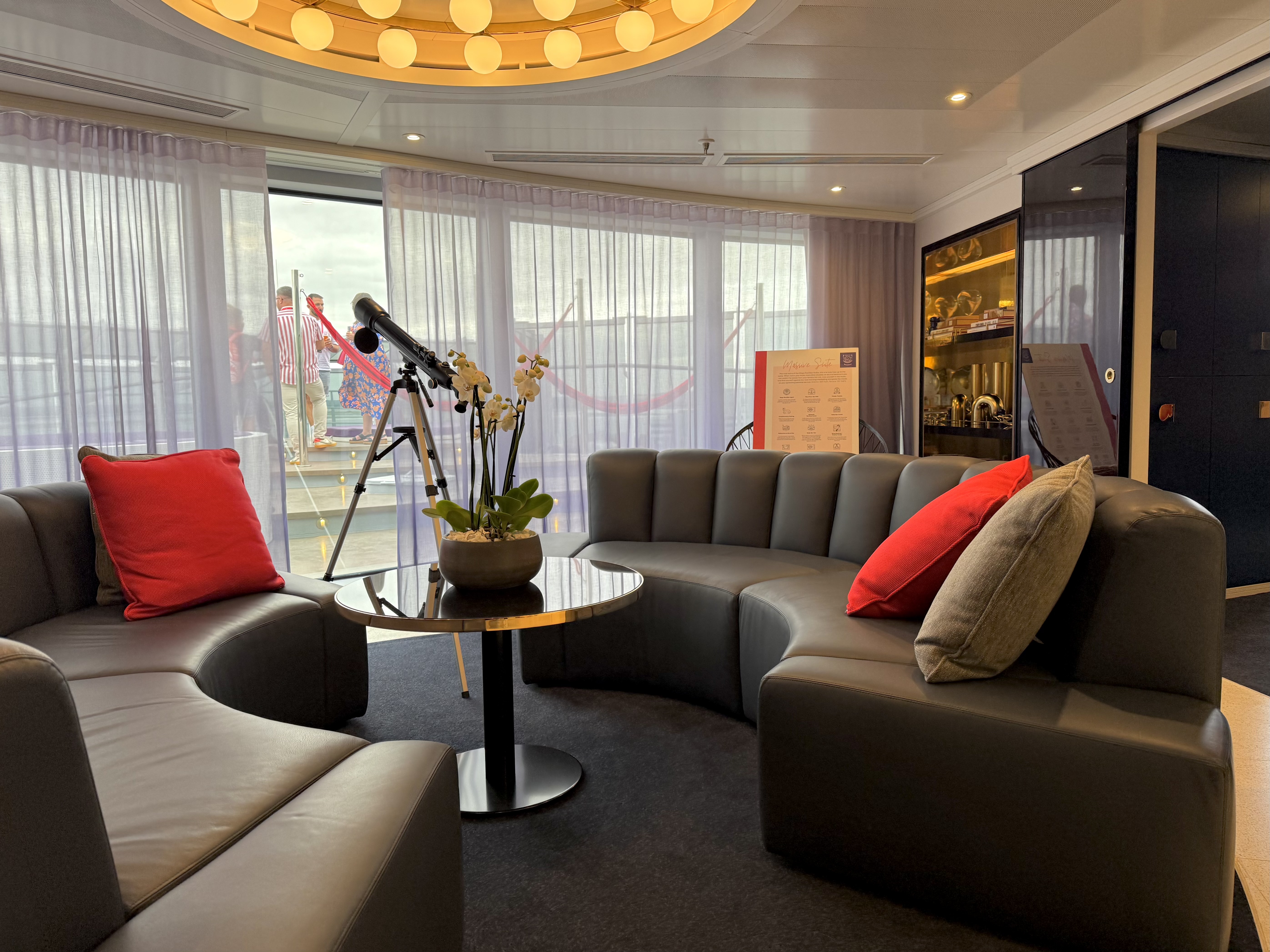 Virgin Voyages Brilliant Lady Massive Suite living area Virgin Voyages Brilliant Lady Massive Suite living area