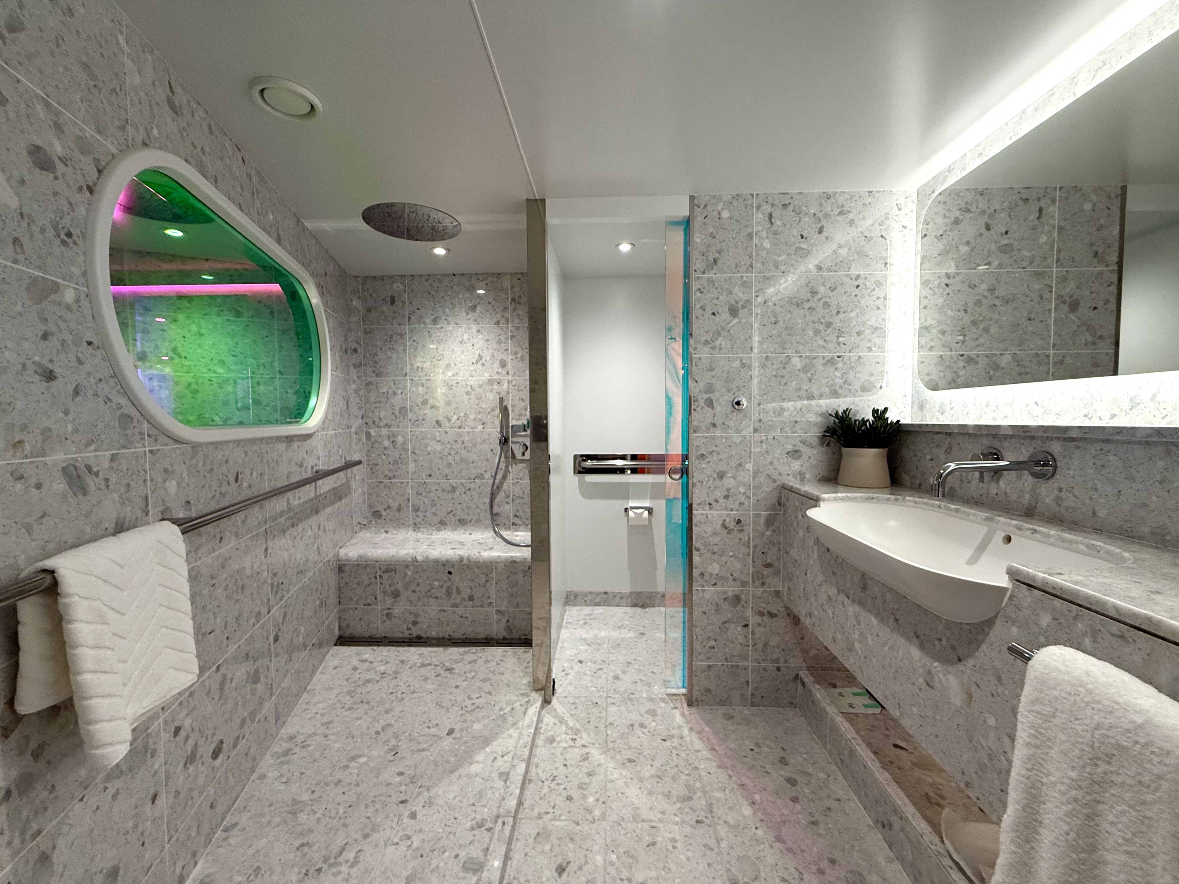 Virgin Voyages Brilliant Lady Posh Suite bathroom Virgin Voyages Brilliant Lady Posh Suite bathroom