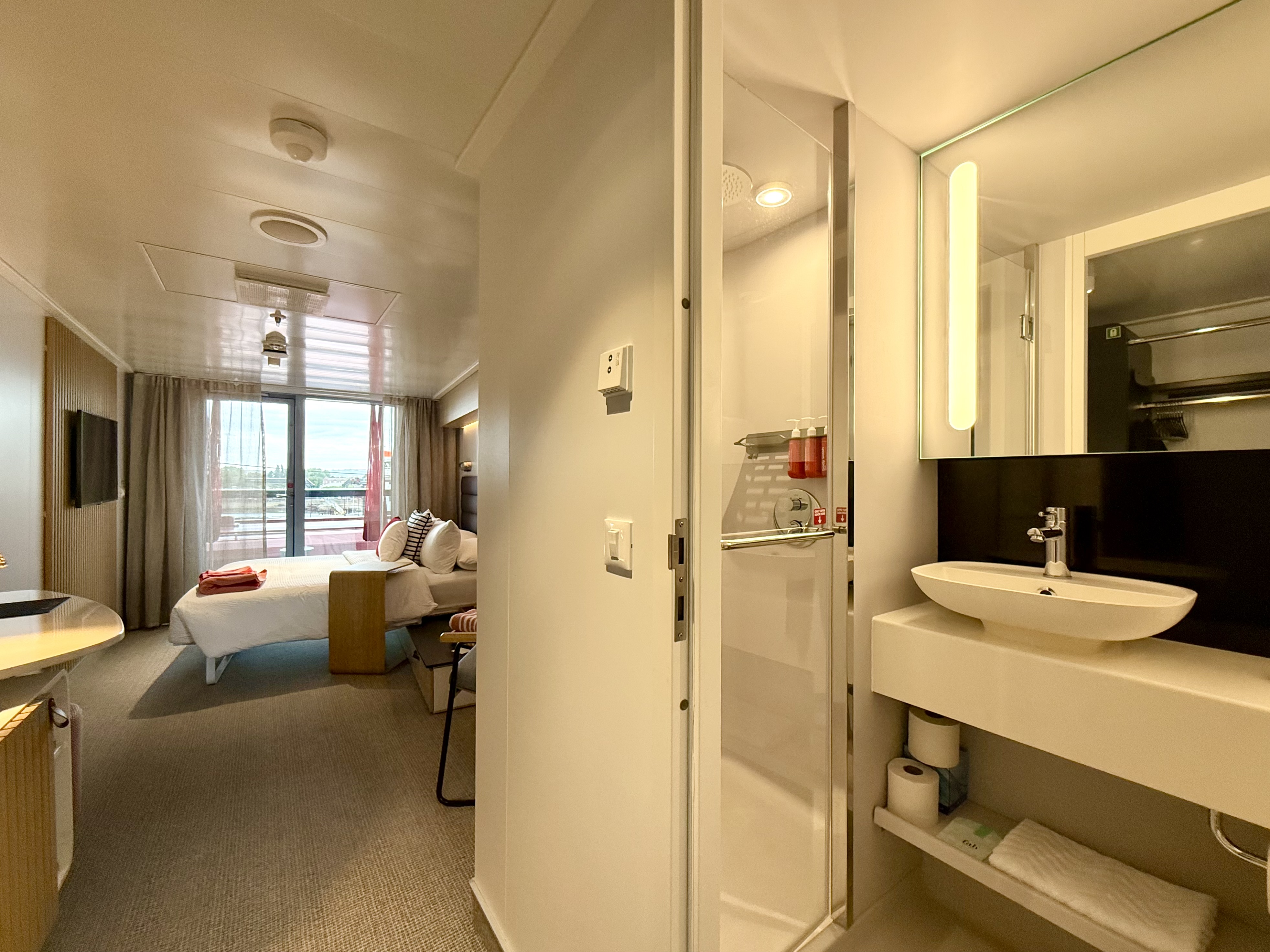 Virgin Voyages Brilliant Lady Sea Terrace Cabin wide angle Virgin Voyages Brilliant Lady Sea Terrace Cabin wide angle