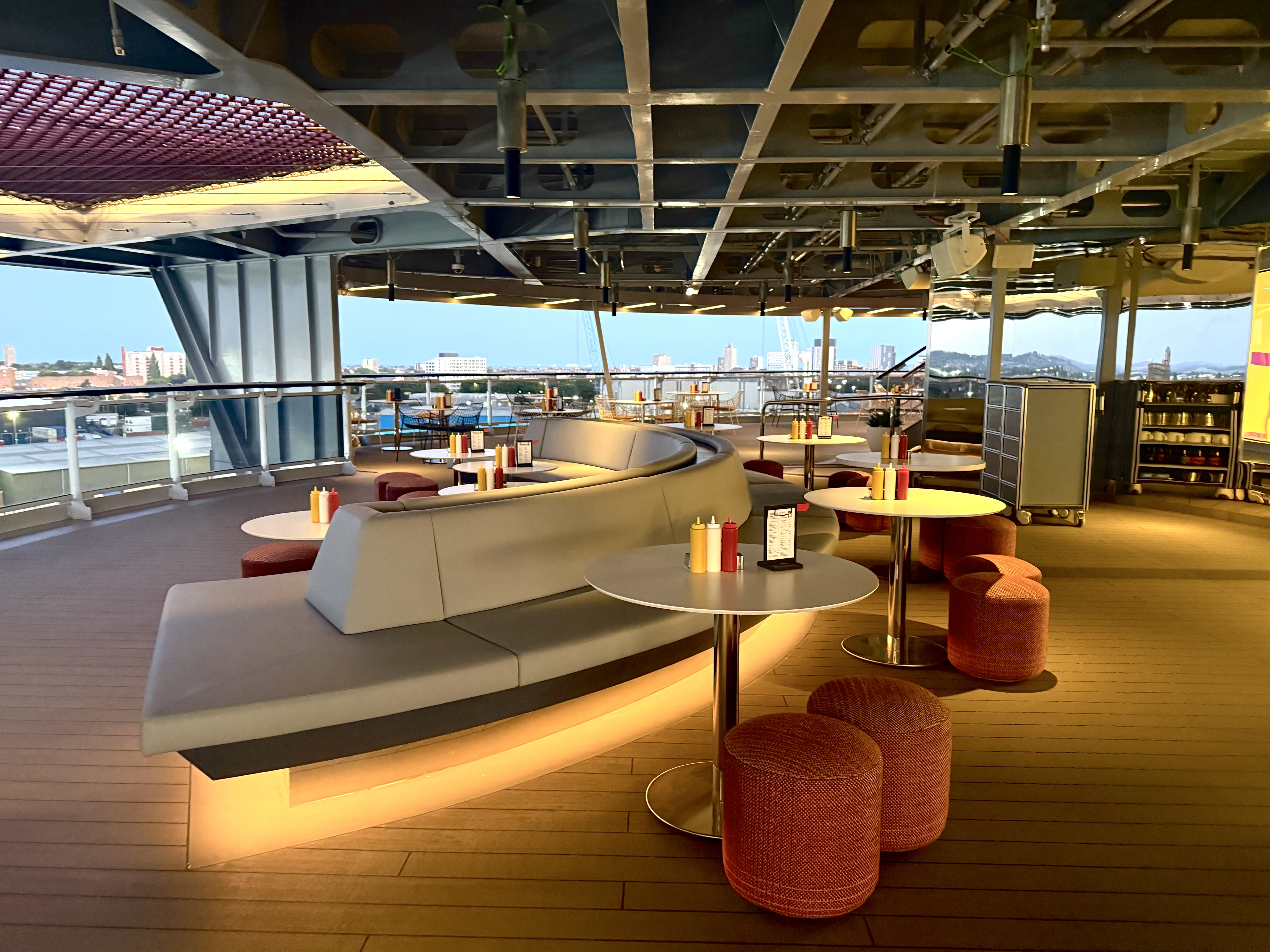 Virgin Voyages Brilliant Lady outside dining Virgin Voyages Brilliant Lady outside dining