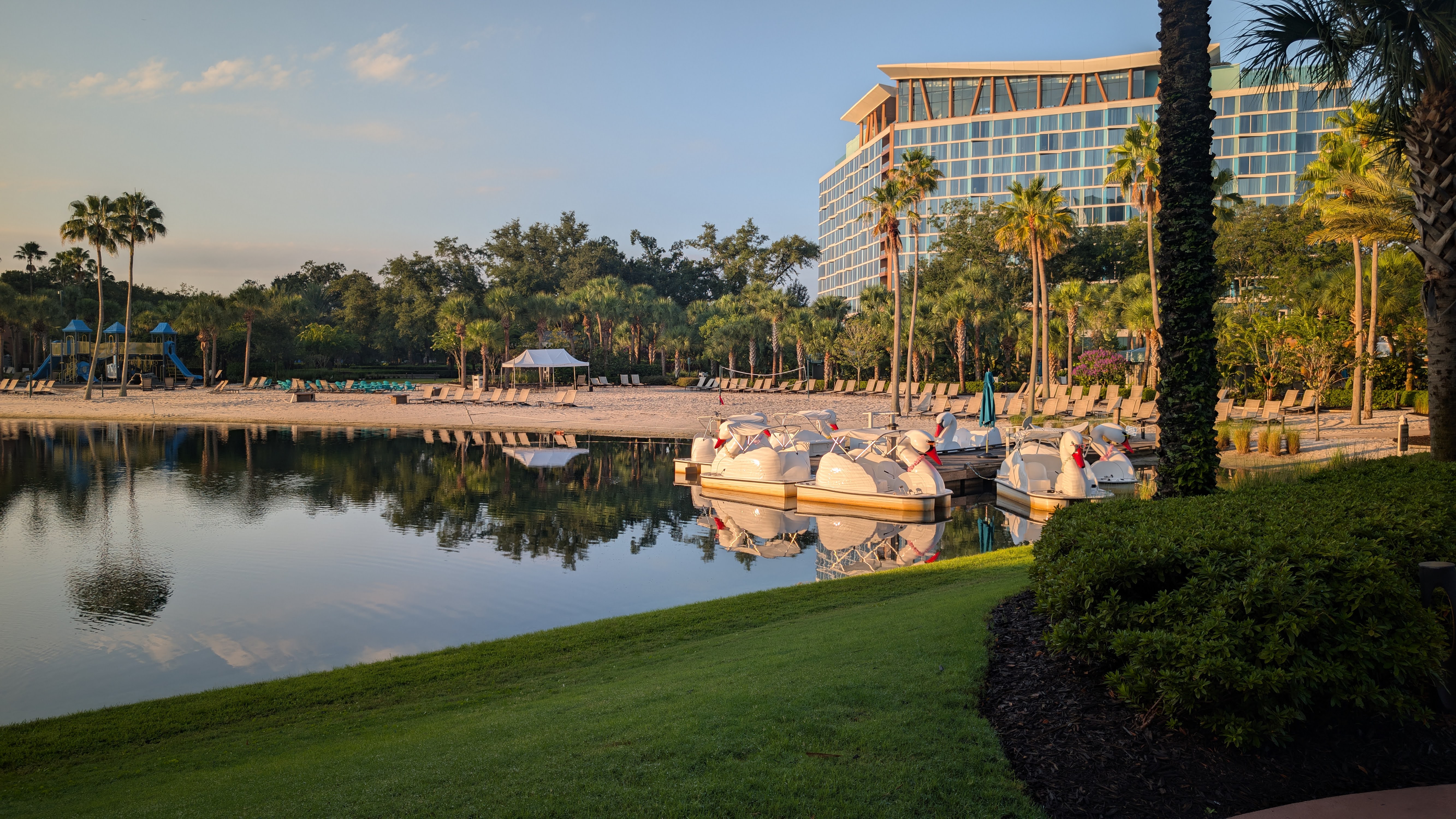 Walt Disney World Dolphin amenities lake and swan boats Walt Disney World Dolphin amenities lake and swan boats