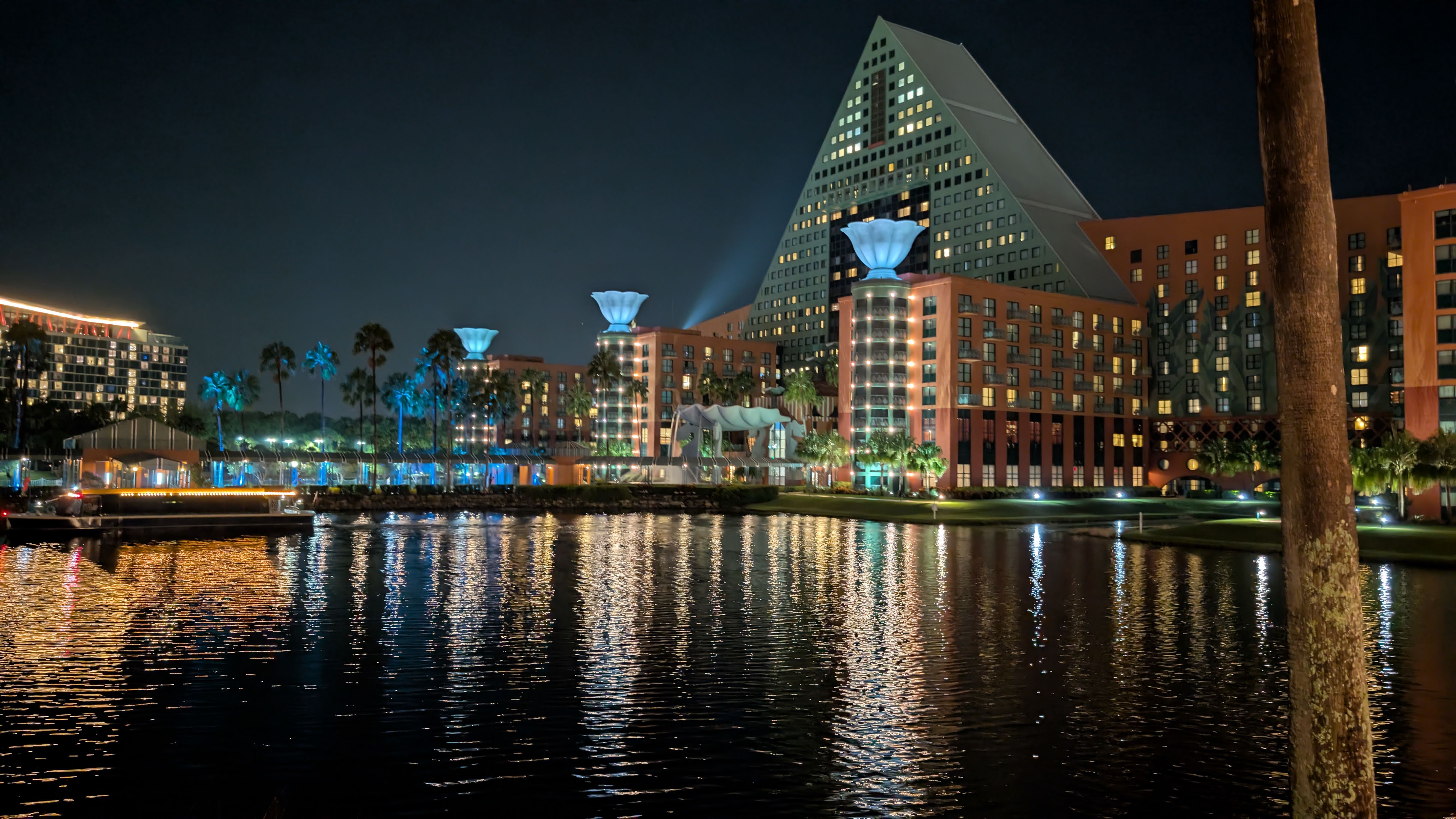 Walt Disney World Dolphin night water view Walt Disney World Dolphin night water view