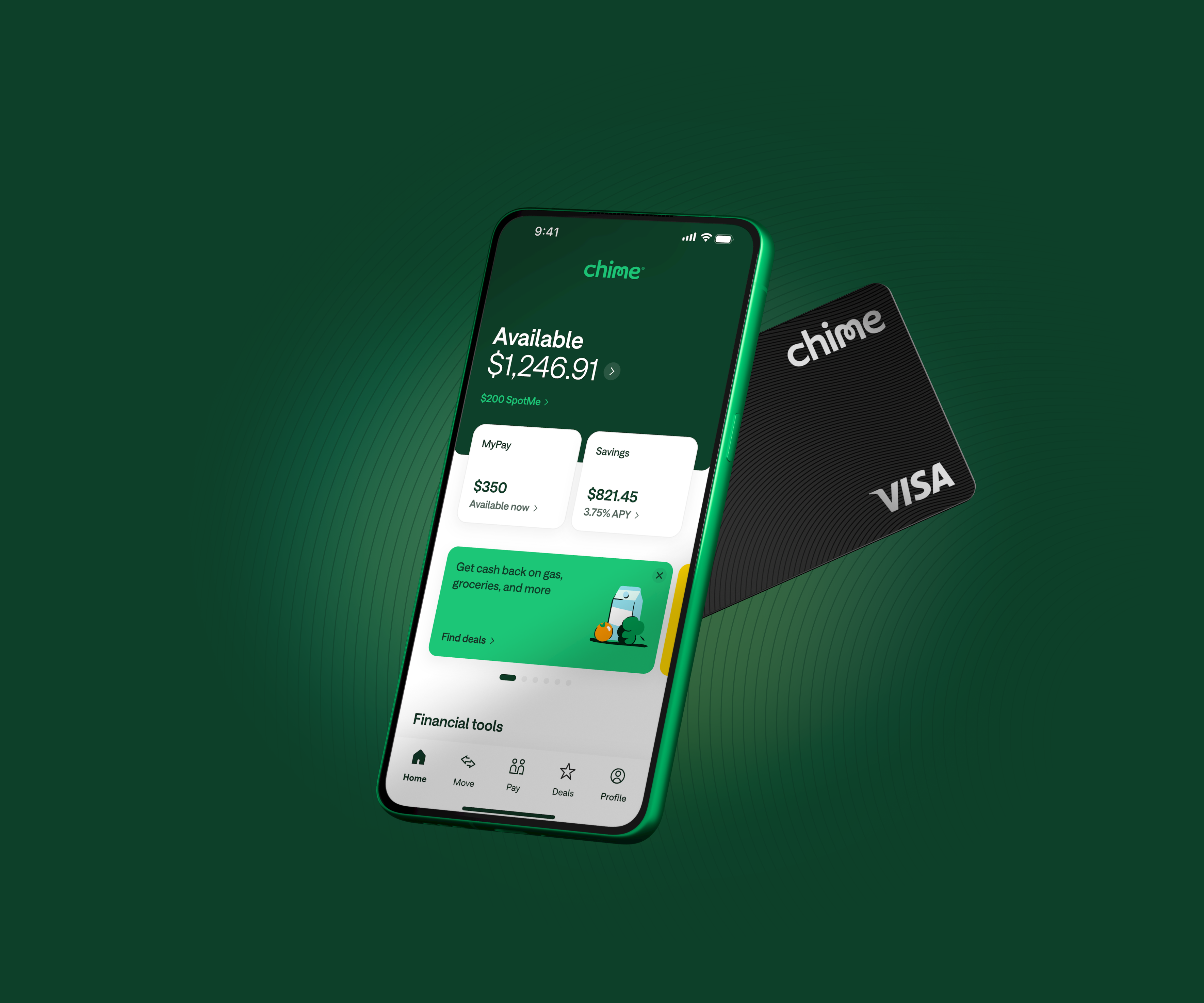Account Details In App Chime Card Black Behind Dark Green Account Details In App Chime Card Black Behind Dark Green