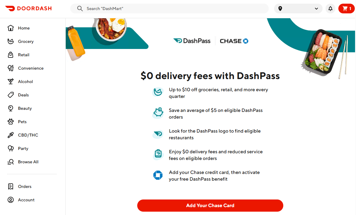 Add Chase to DashPass Add Chase to DashPass