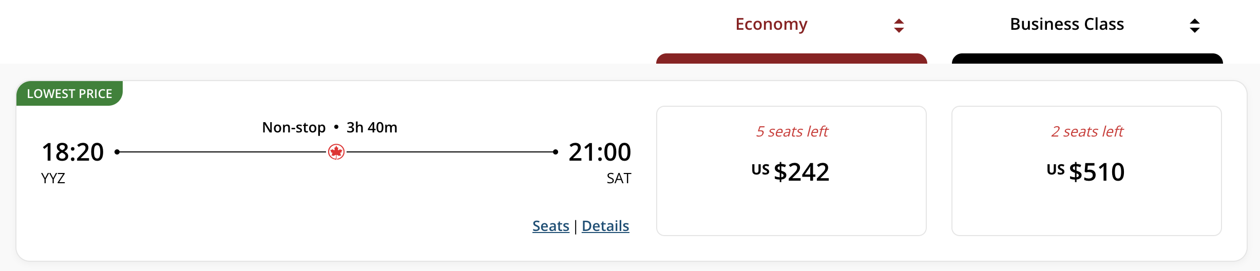 Air Canada fares YYZ SAT June 2026 Air Canada fares YYZ SAT June 2026