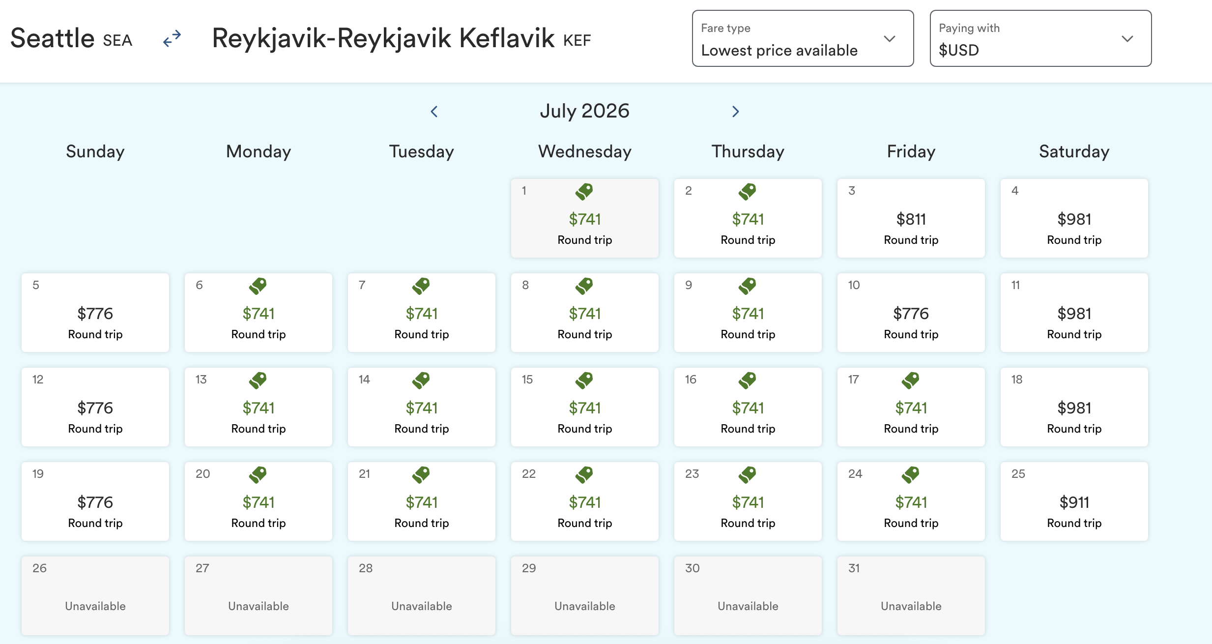 Alaska SEA KEF Cash Flight