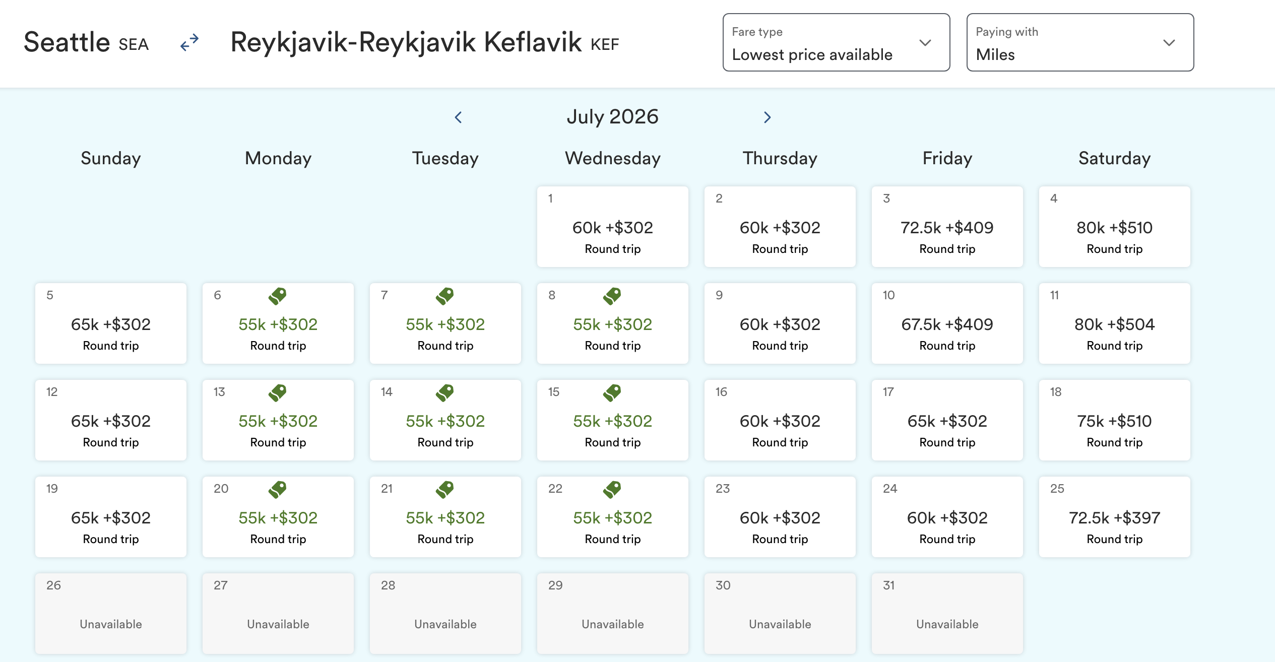 Alaska SEA KEF Points Flight